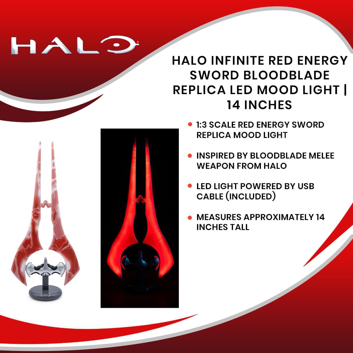 Halo Infinite Red Energy Sword Bloodblade Replica Mood Light - Ignite Your Gaming World!