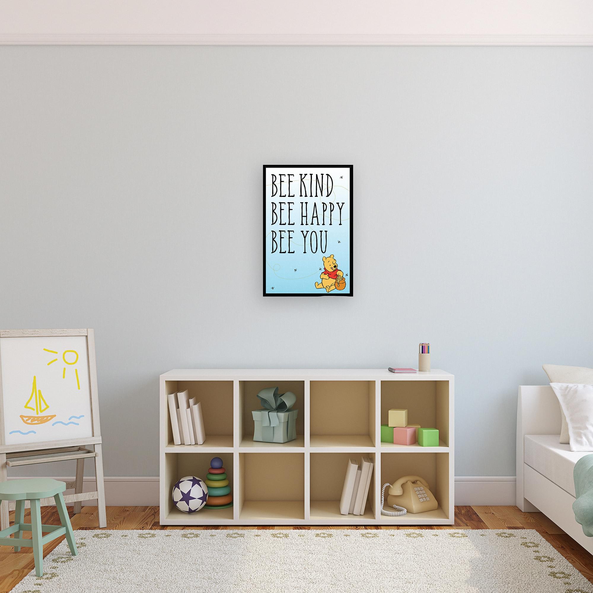 Charming Winnie the Pooh Bee Kind 13 x 19 Inch Framed MDF Wall Art - A Must-Have for Disney Fans