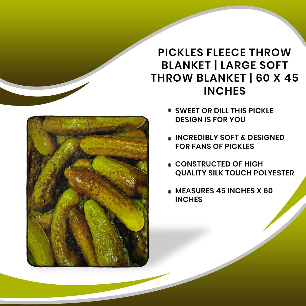 Pickle Passion Fleece Throw Blanket - 60 x 45 Inches
