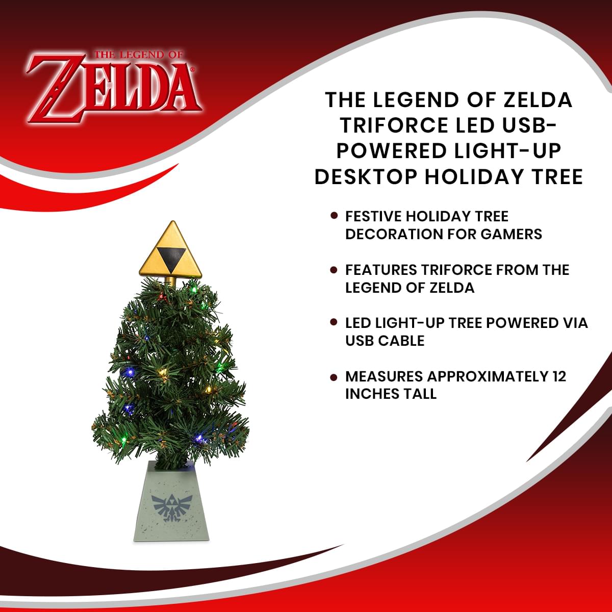 The Legend of Zelda Triforce LED Light-Up Desktop Holiday Tree - Bring Hyrule Magic Home
