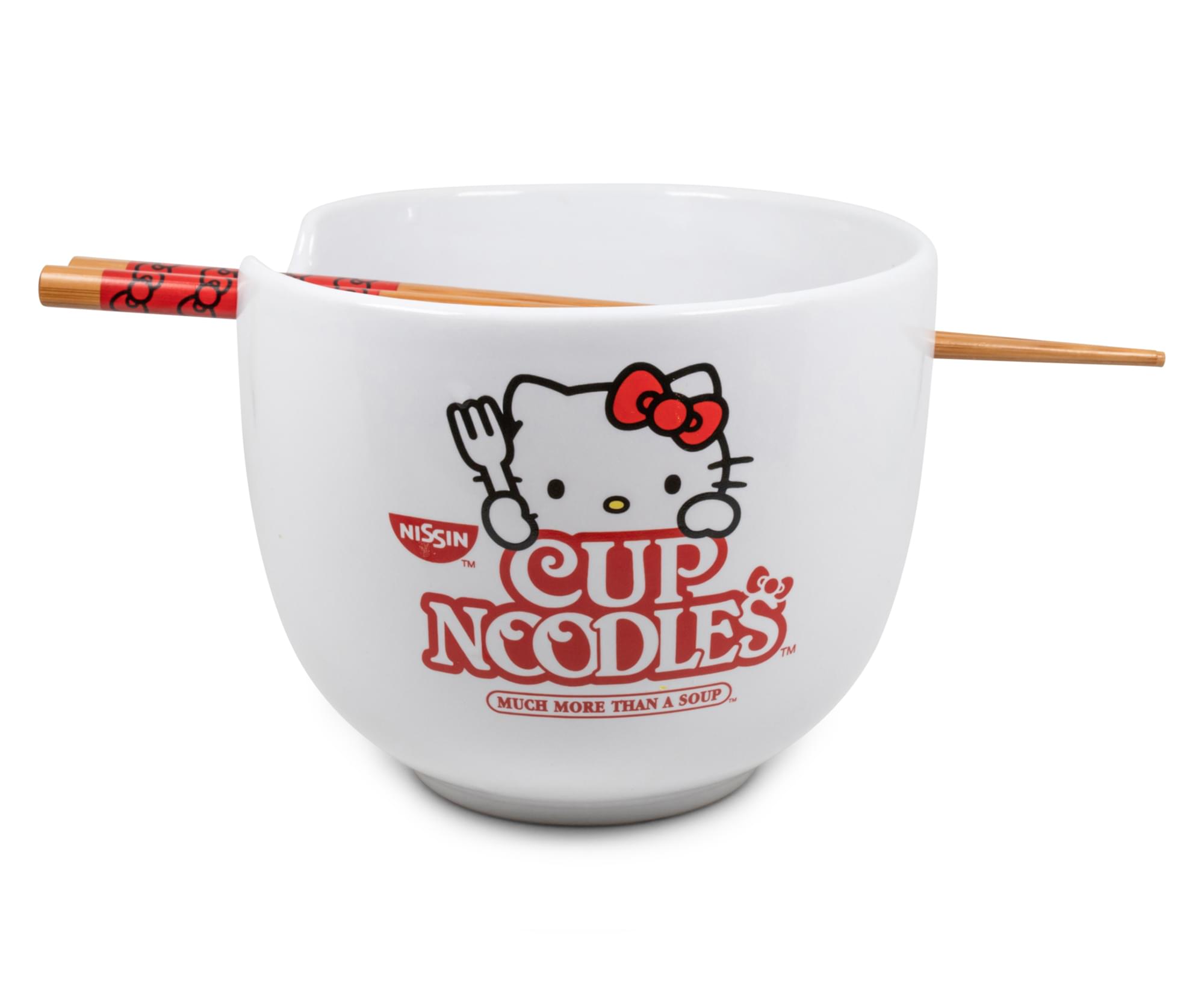 Adorable Hello Kitty Cup Noodle Japanese Dinnerware Set - 20-Ounce Ramen Bowl with Chopsticks