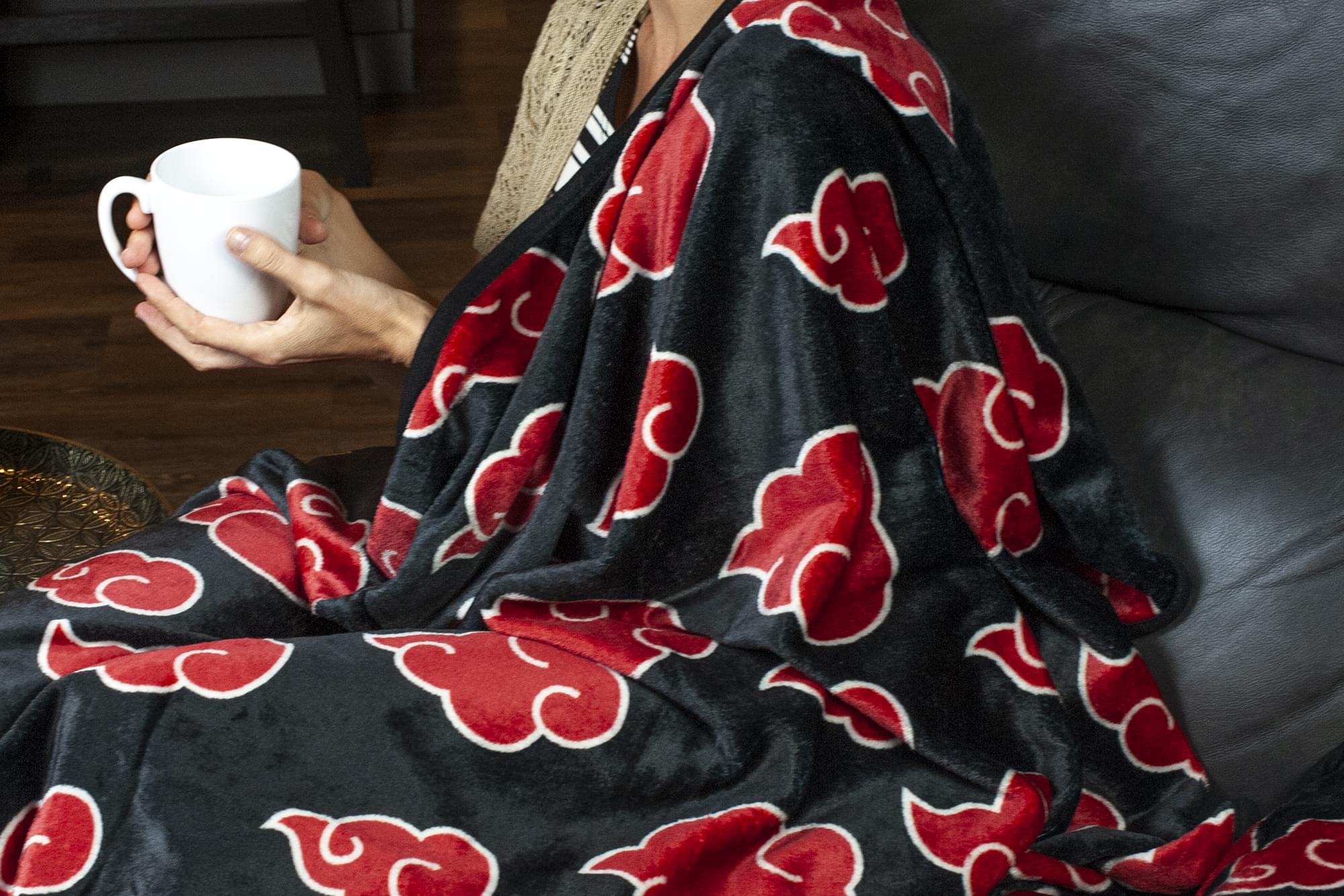 Naruto Shippuden Akatsuki Red Cloud Fleece Anime Throw Blanket - 60x45 Inches