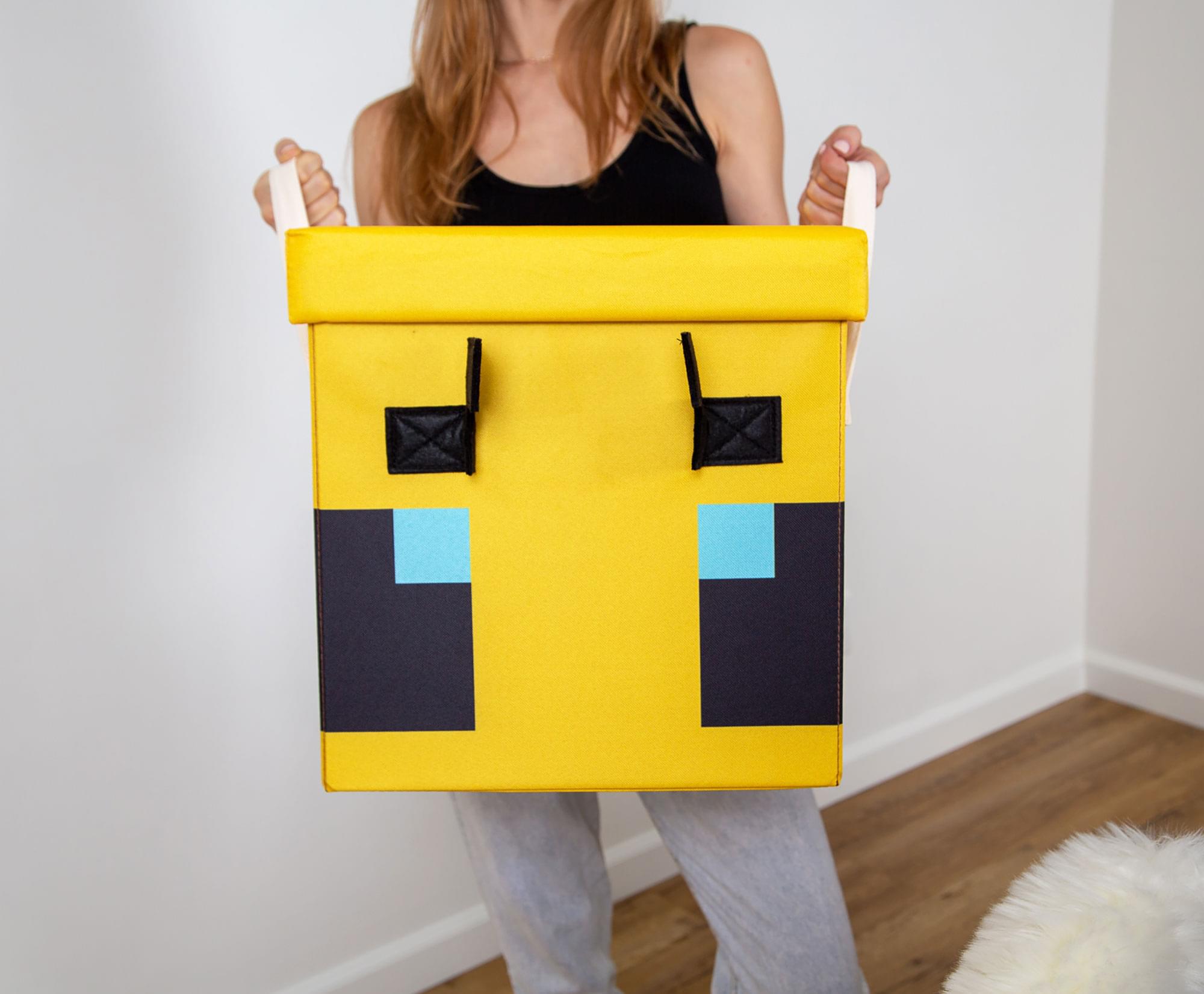 Officially Licensed Minecraft Bee 15-Inch Fabric Storage Bin Cube Organizer with Lid