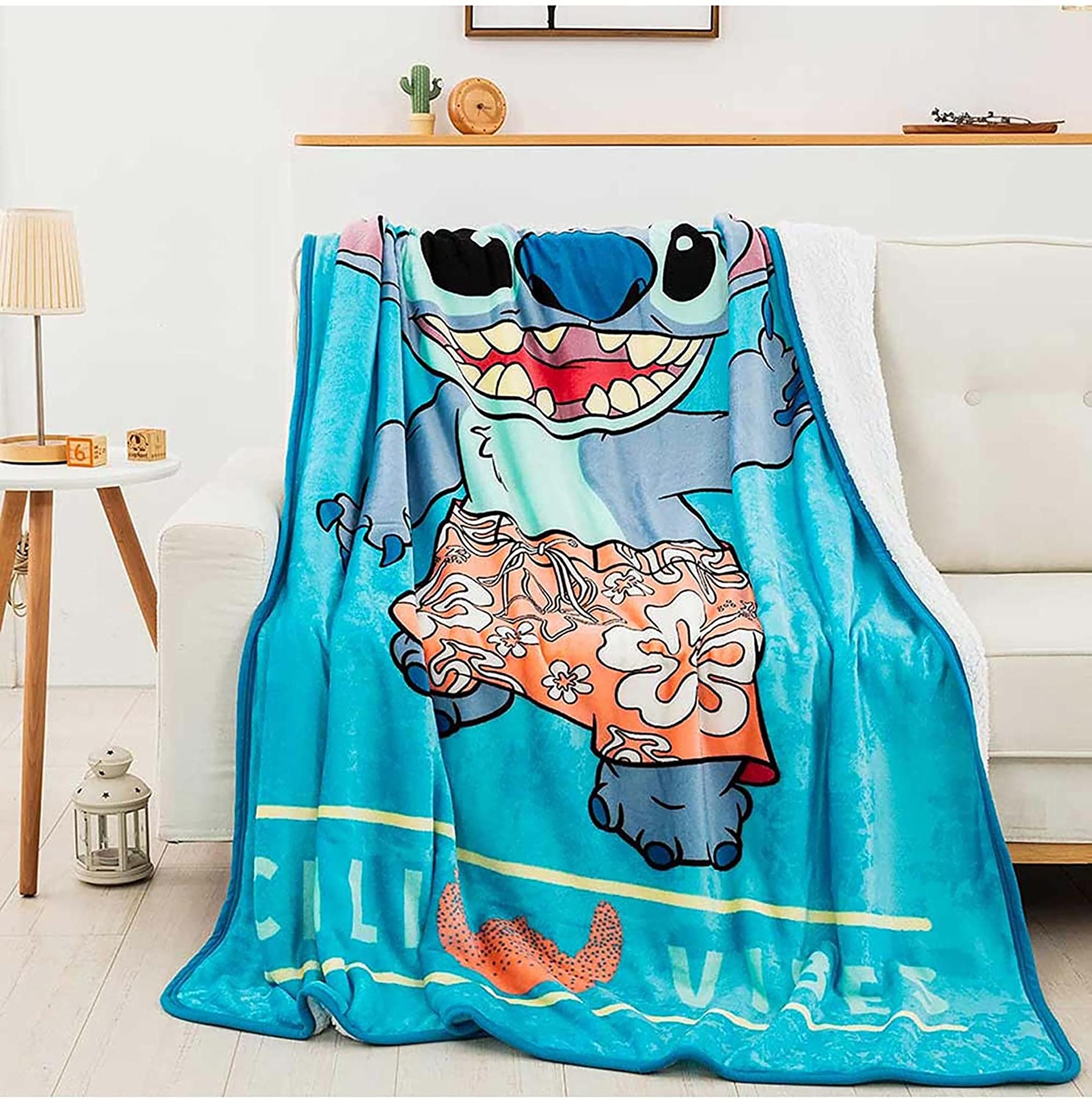 Cozy Up with Disney's Lilo & Stitch 60 x 80 Inch Silk Touch Sherpa Throw Blanket