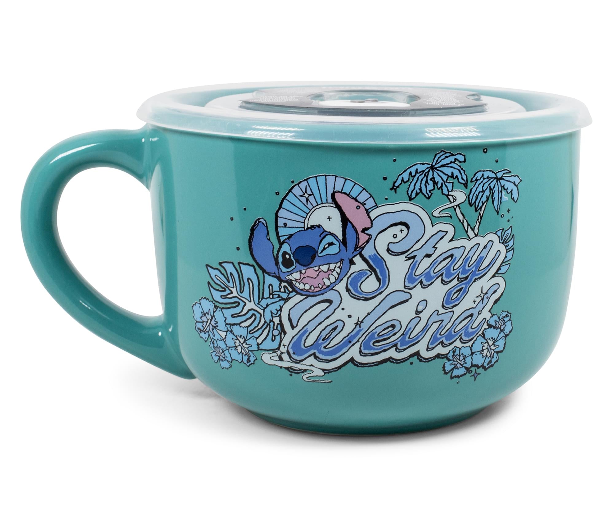 Stay Weird with Disney Lilo & Stitch Soup Mug! 24 - Ounce Vented Lid Ceramic Cup