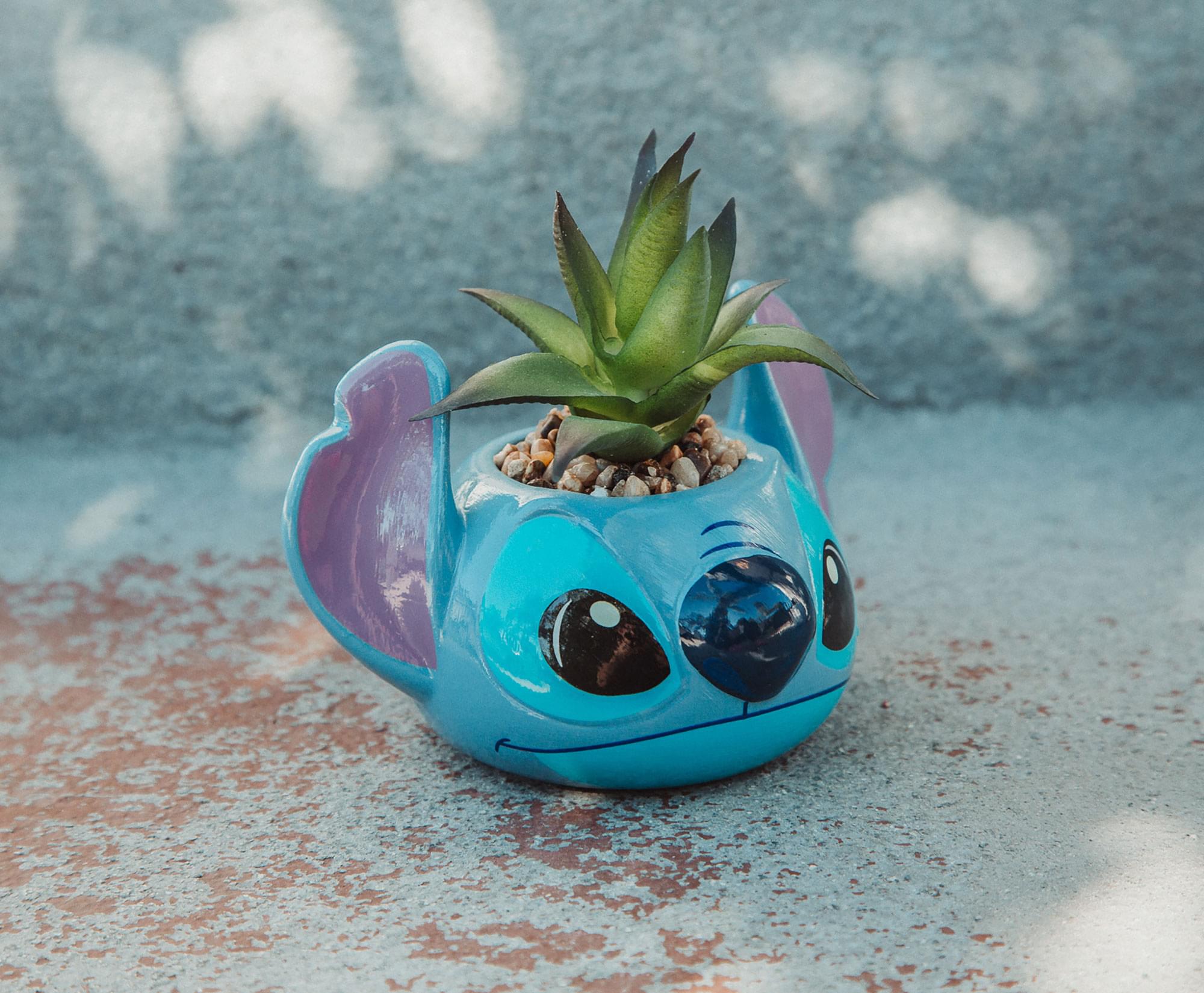 Enchanting Disney Lilo & Stitch 3-Inch Ceramic Mini Planter with Artificial Succulent