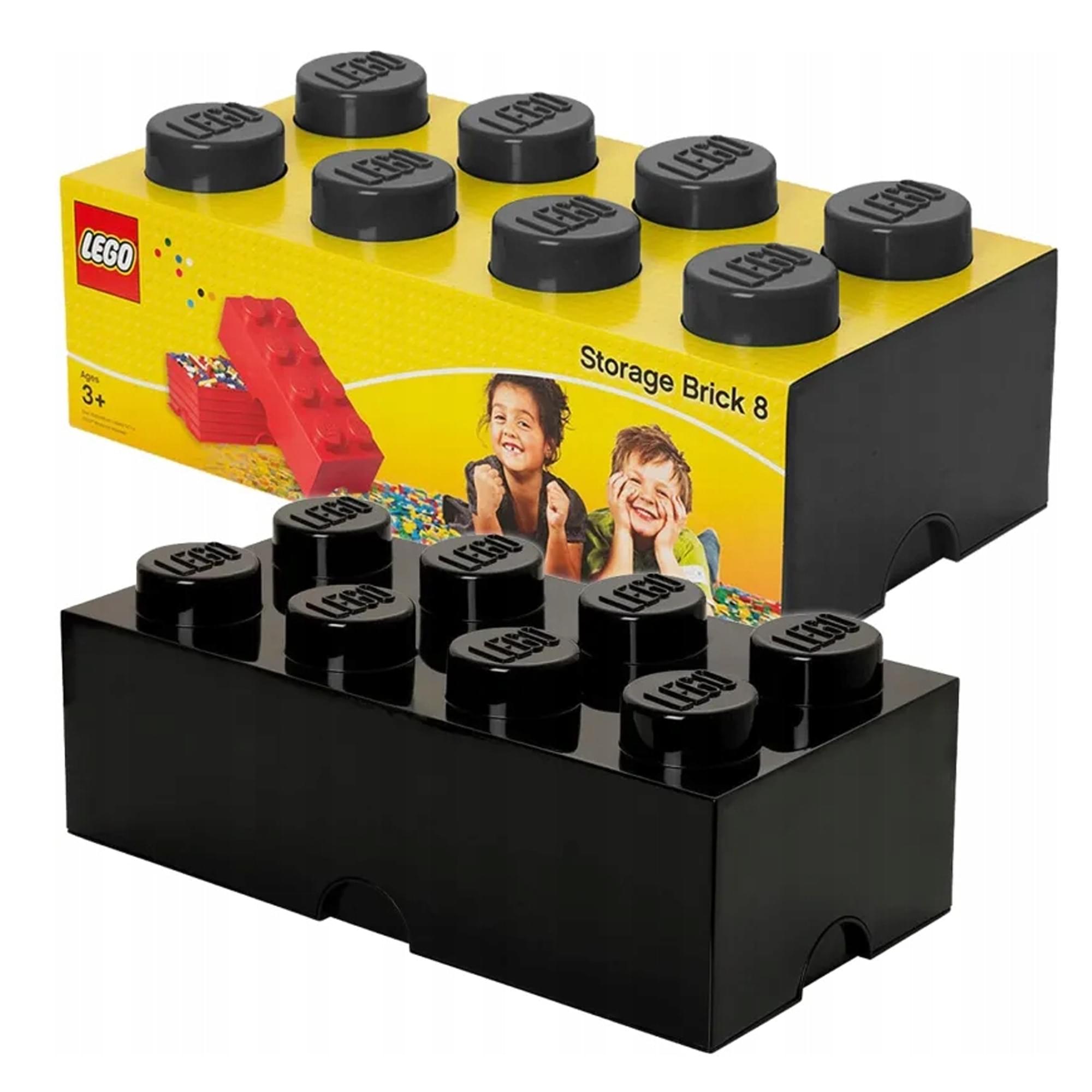 Fun and Functional LEGO - Style Storage Brick, 8 - Piece, Black