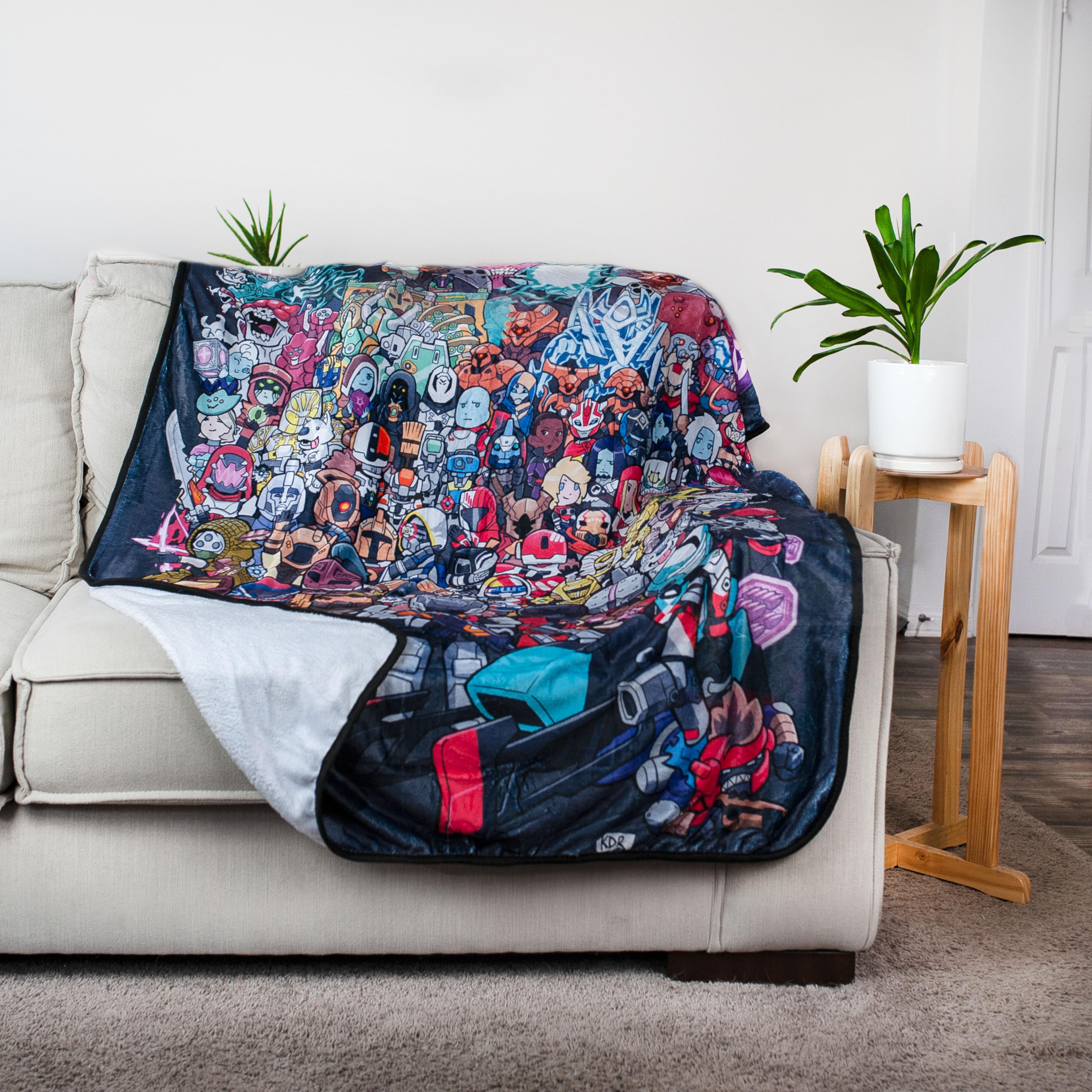 Destiny Chibi Characters Lightweight Fleece Throw - A Must - Have for Fans!