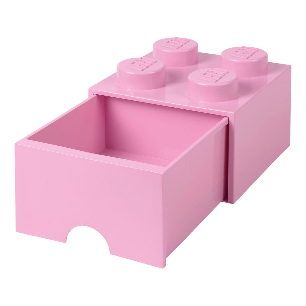 LEGO Stackable Light Pink Brick Drawer with 4 Knobs - Fun Storage for Kids