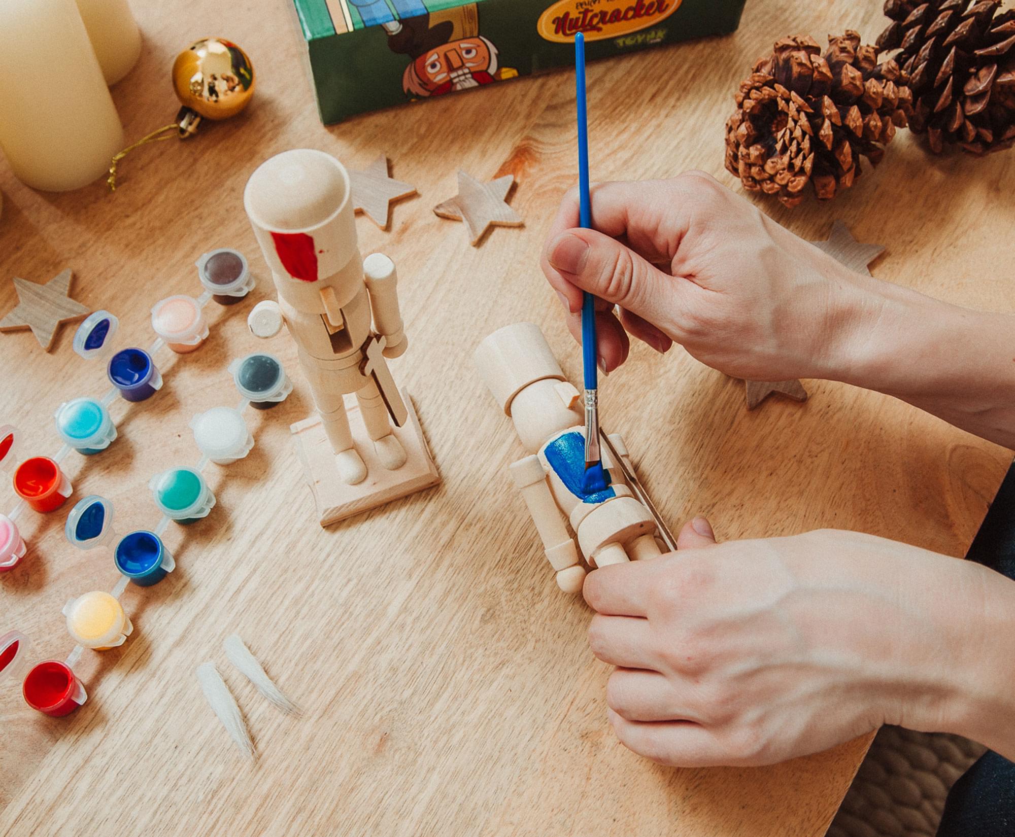 Customize Your Own 7-Inch Wooden Nutcracker Figures Craft Kit - Set of 2
