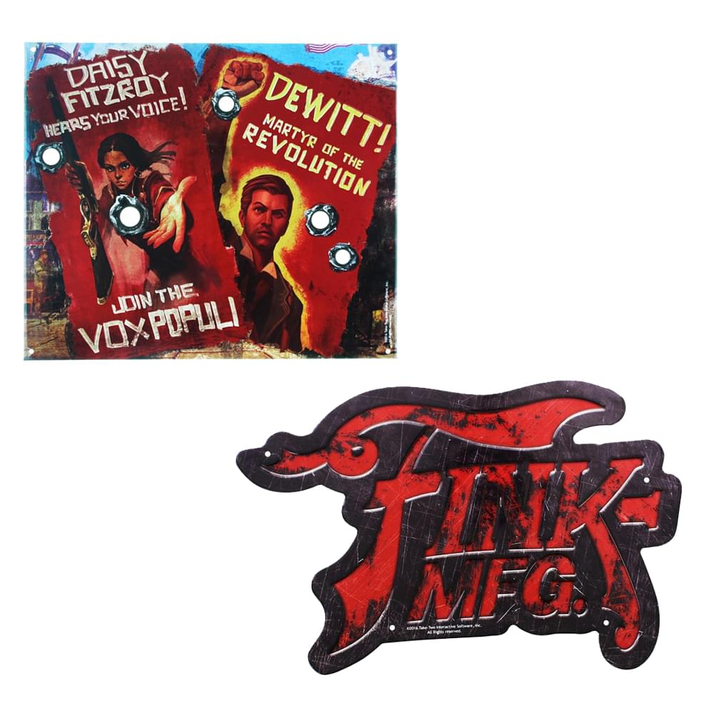 Bioshock Tin Sign Set: Fink Manufacturing & Vox Revolution - Transform Your Room with Gaming Style