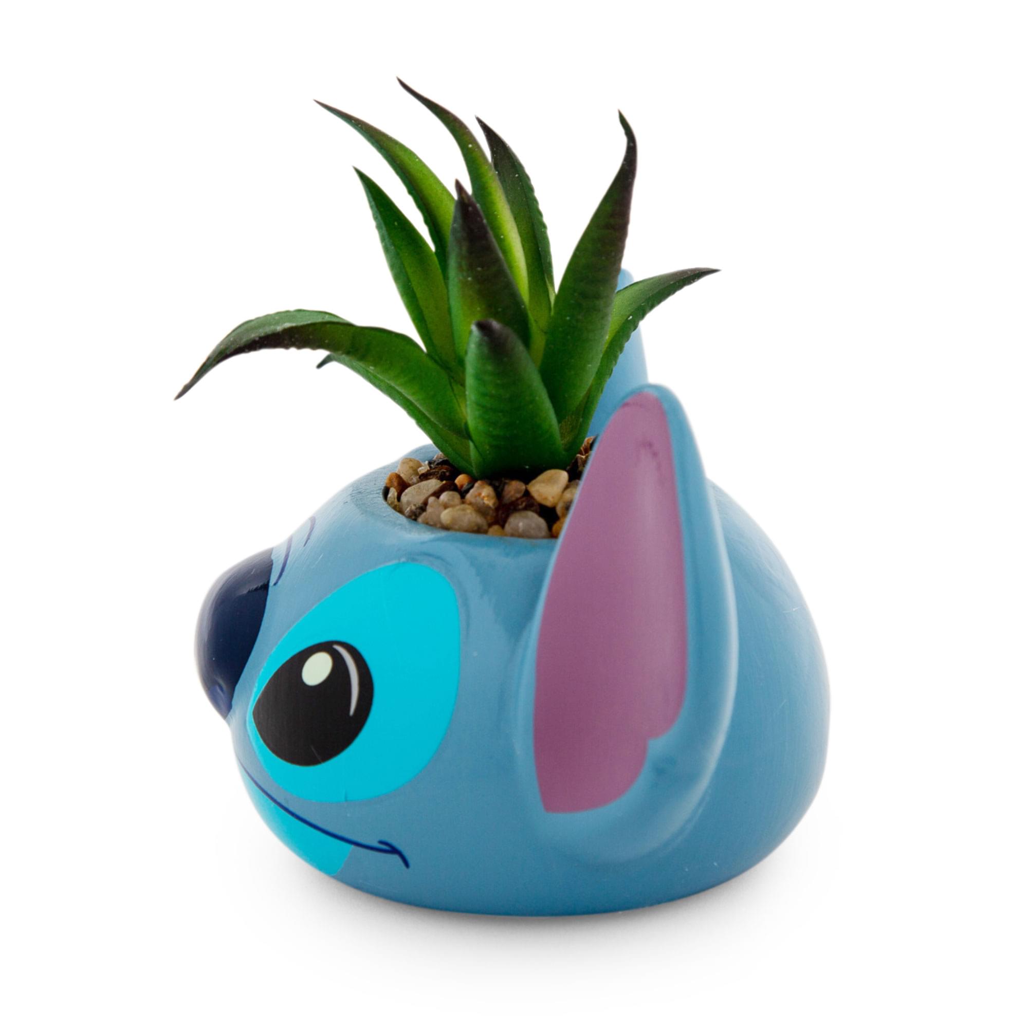 Enchanting Disney Lilo & Stitch 3-Inch Ceramic Mini Planter with Artificial Succulent