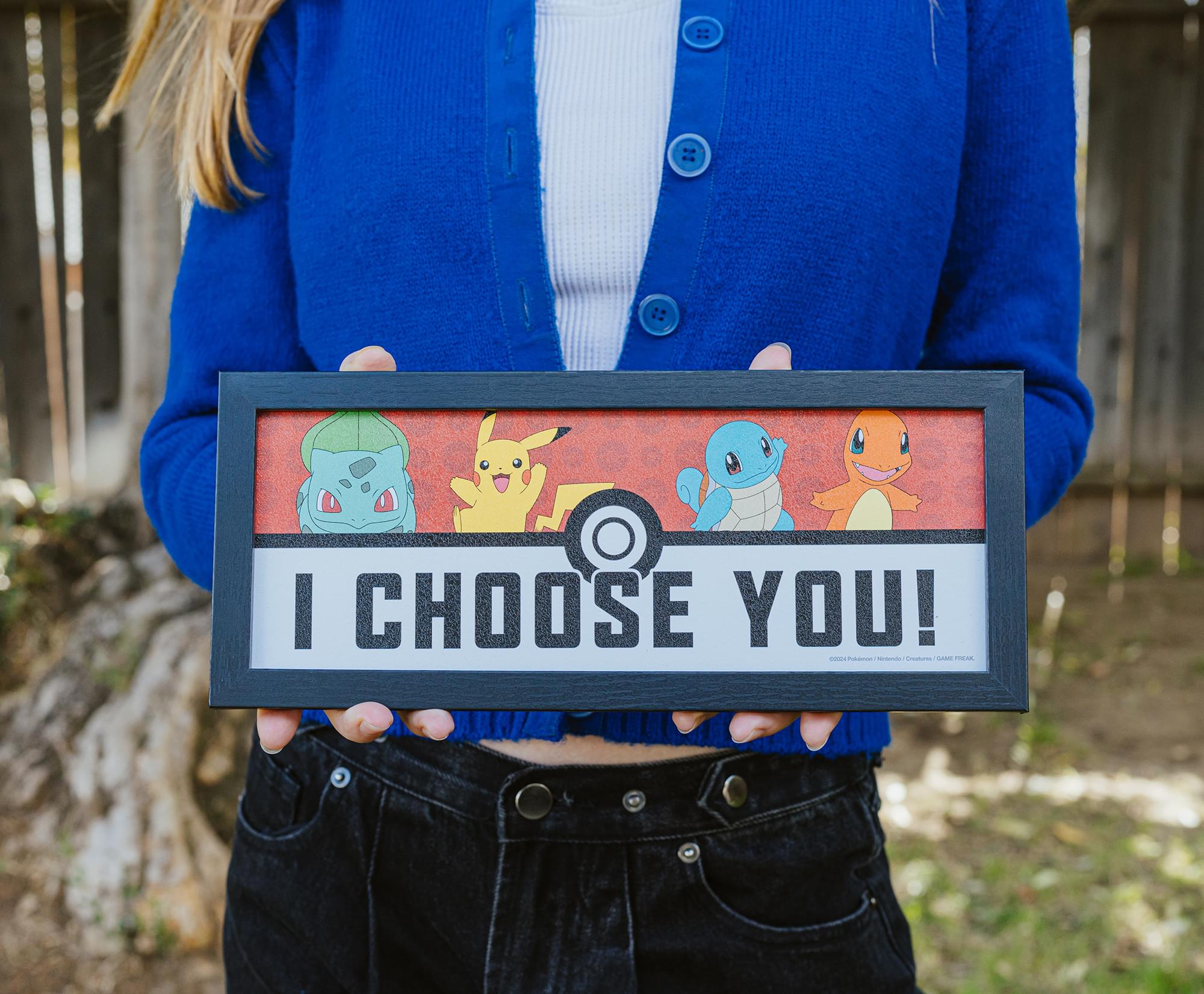 Enchanting Pokémon I Choose You 12 x 5 Inch Framed MDF Wall Art