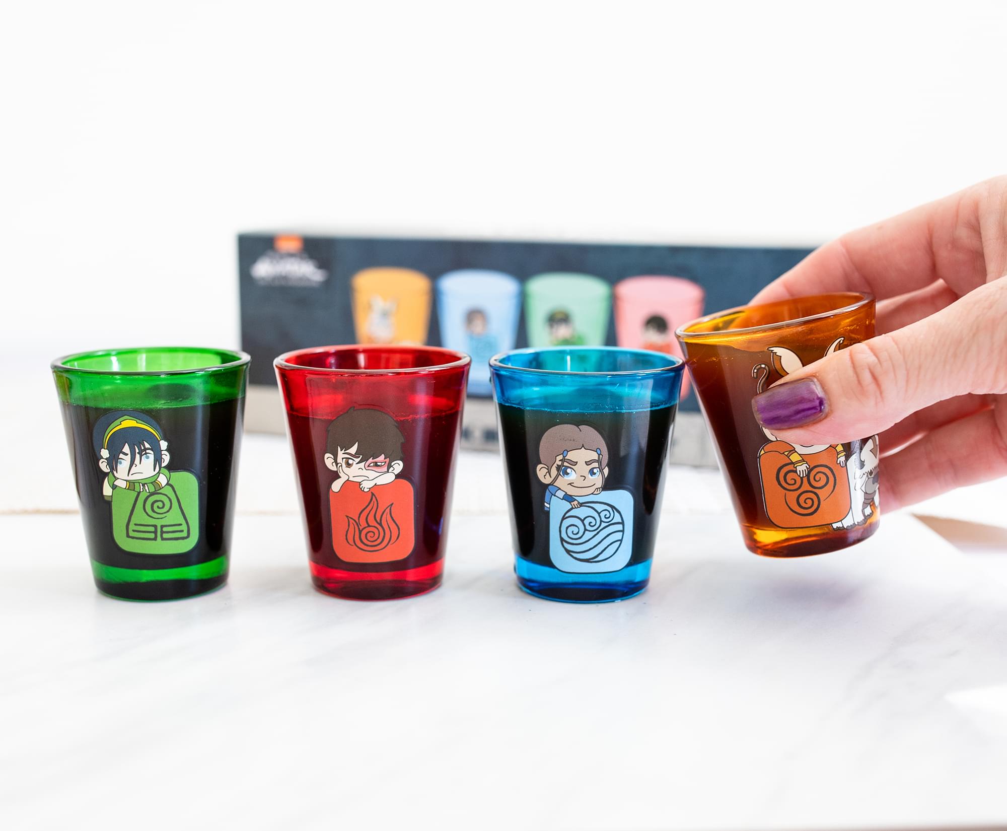 Avatar: The Last Airbender Chibi 4-Piece 2-Ounce Shot Glass Set