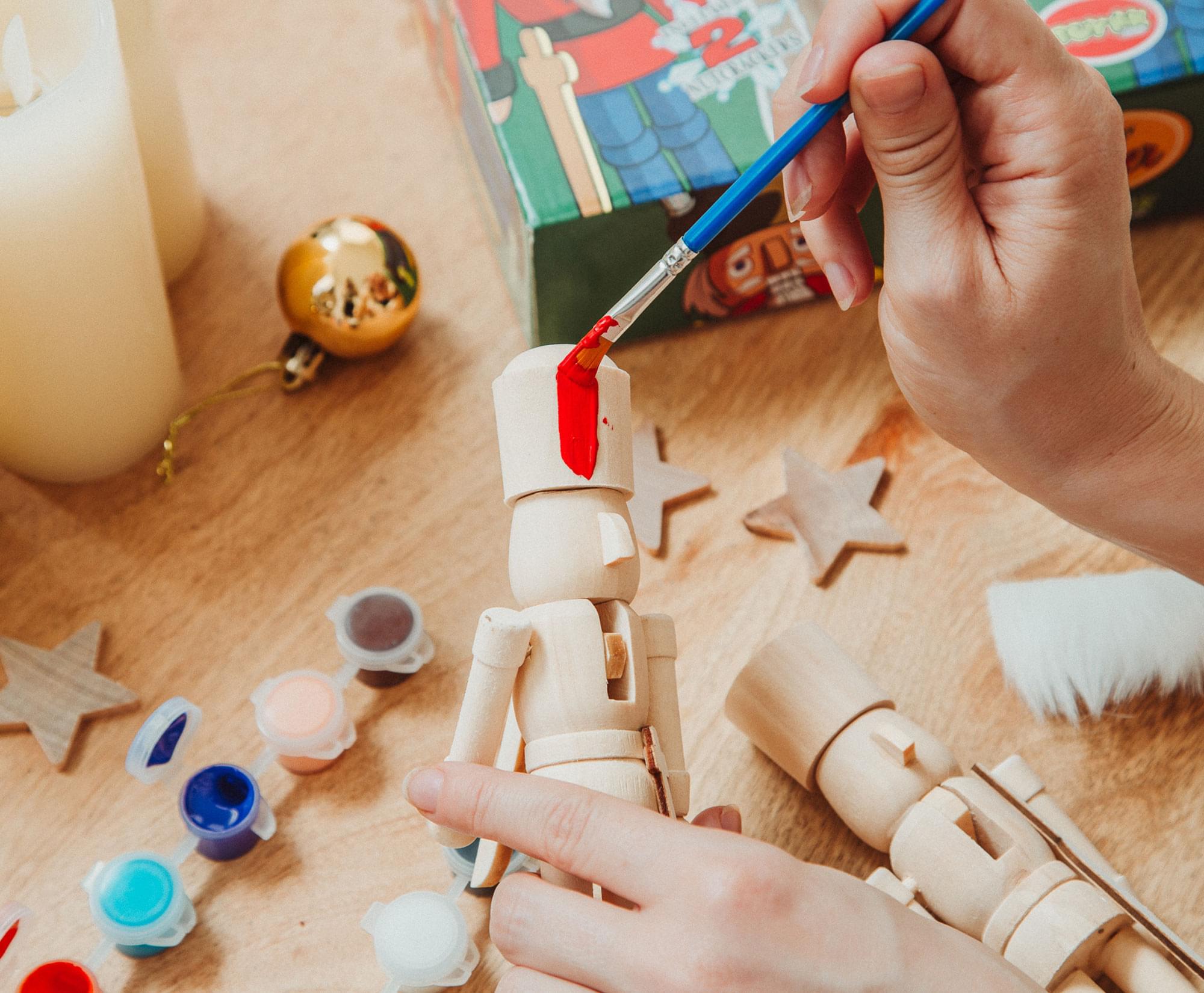 Customize Your Own 7-Inch Wooden Nutcracker Figures Craft Kit - Set of 2