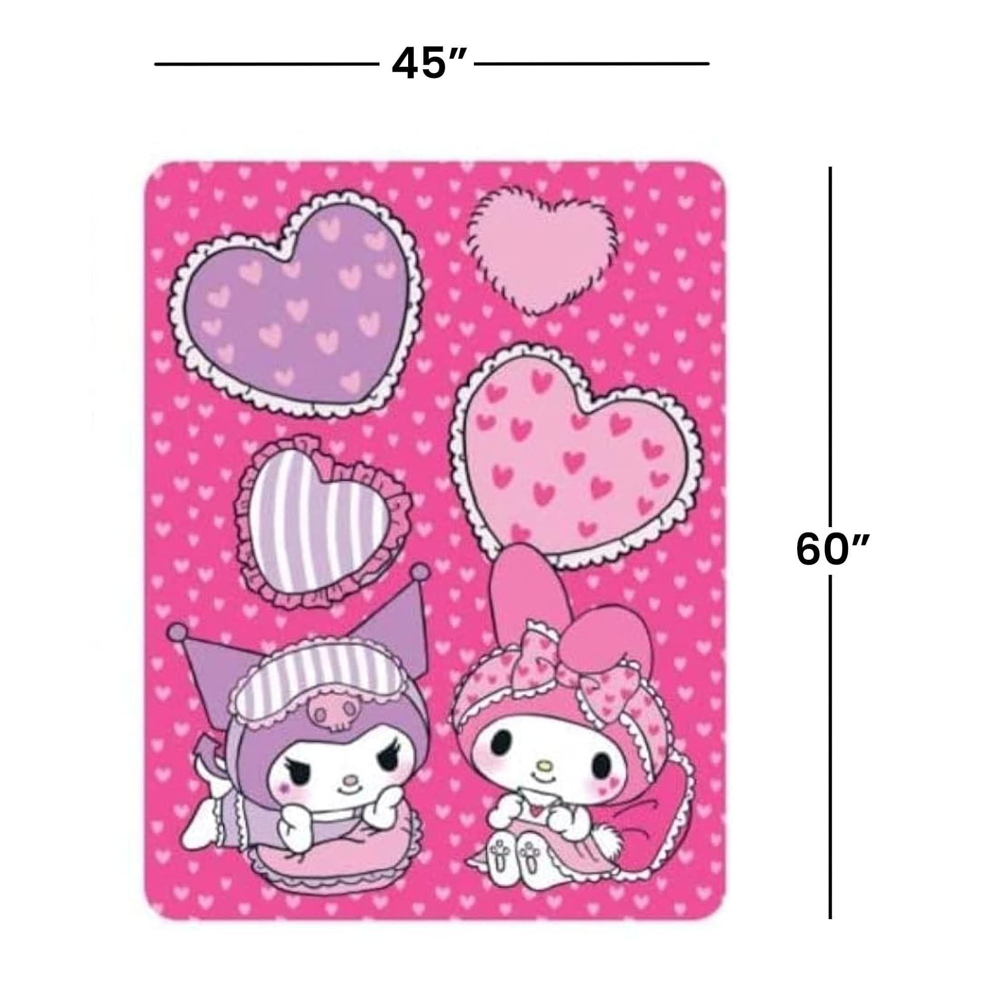 Sanrio's Enchanting My Melody & Kuromi 45 x 60 Inch Fleece Throw Blanket