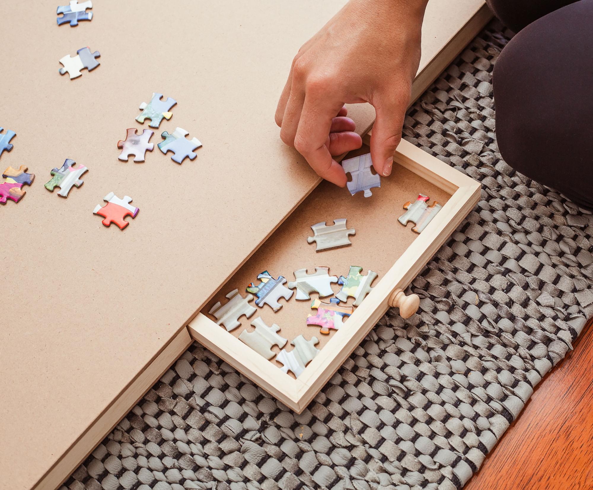 Wooden Puzzle Paradise: 35 x 2 x 28 Inches Jigsaw Puzzle Table with Storage