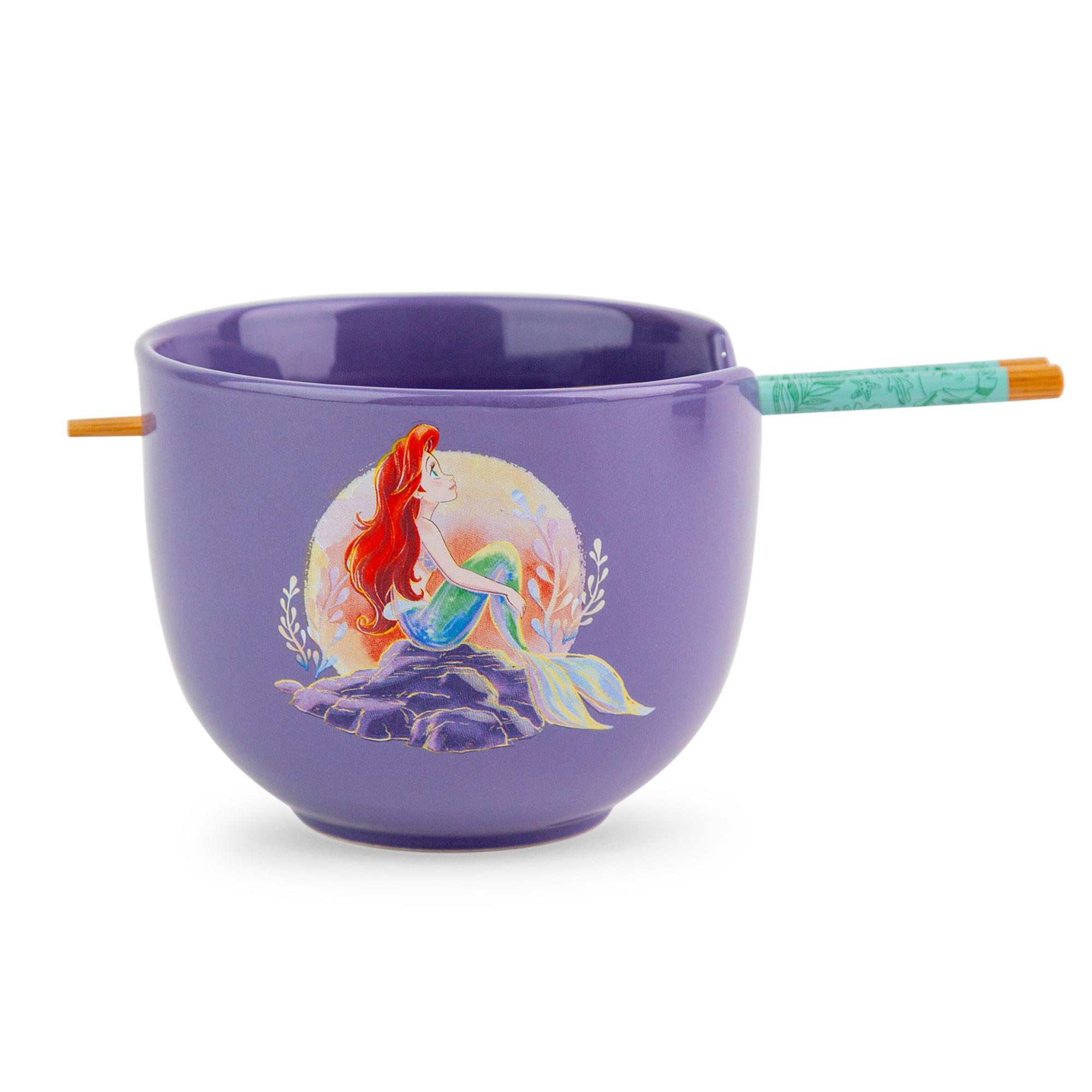 Enchanting Disney The Little Mermaid Ariel 20 - Ounce Ceramic Ramen Bowl & Chopstick Set