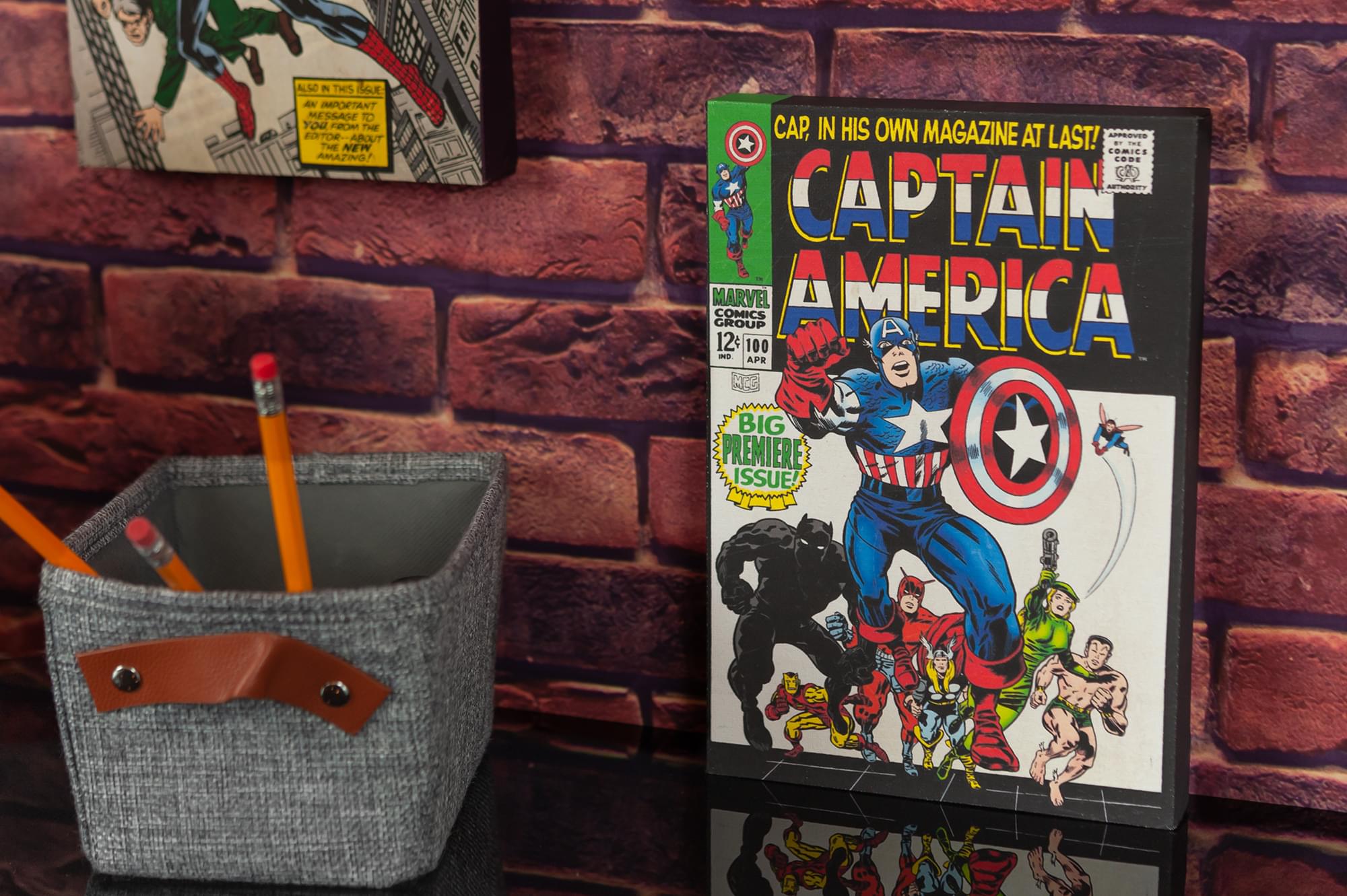 Captain America #100 Comic Book Canvas Art Poster - 9x5 Inches