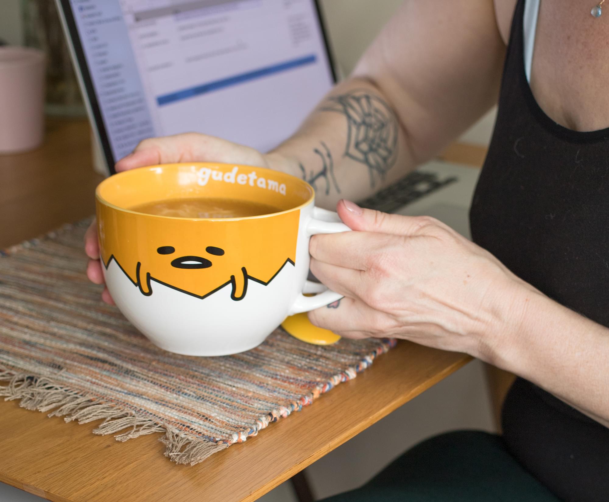 Sanrio Gudetama Ceramic 24-Ounce Soup Mug with Spoon