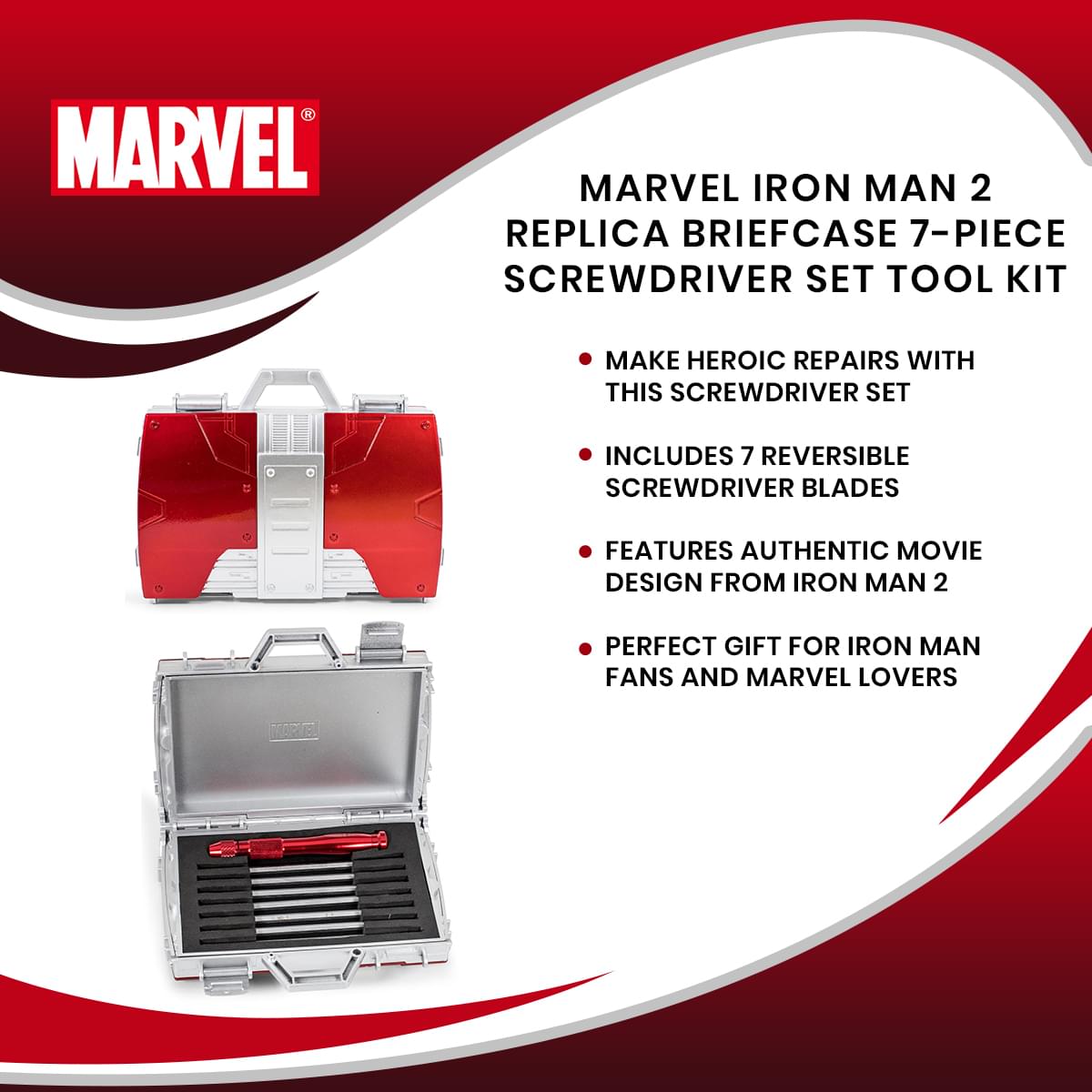 Marvel Iron Man 2 Replica Briefcase 7-Piece Screwdriver Set - Your Superhero Repair Kit