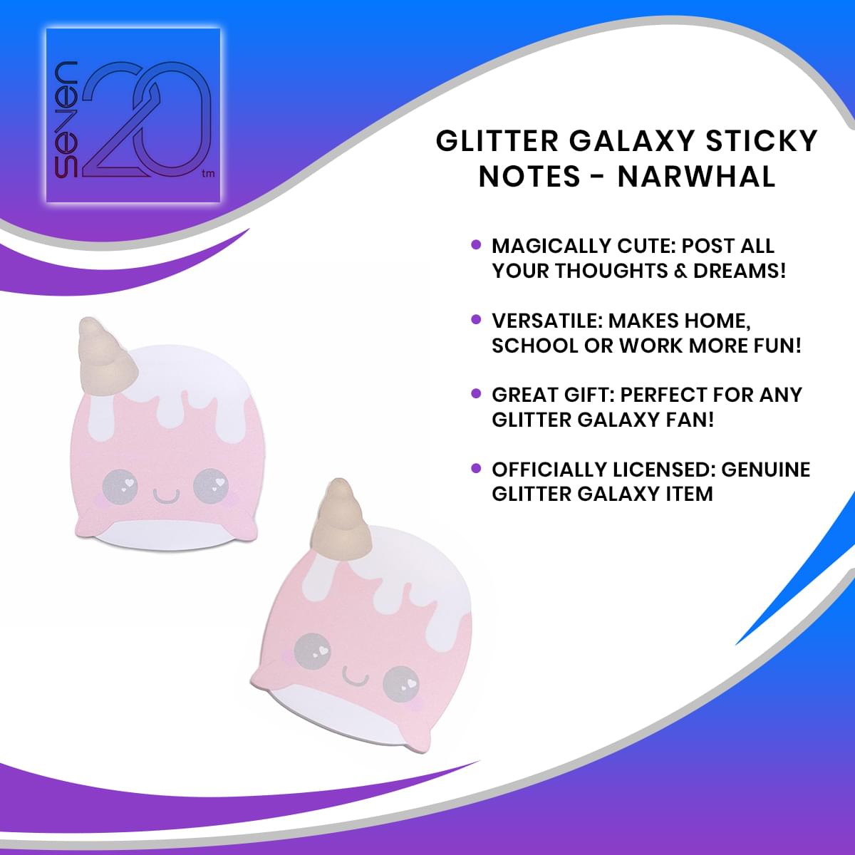 Sparkling Narwhal Glitter Galaxy Sticky Notes