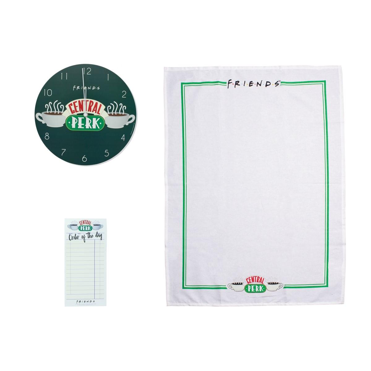 Friends TV Show-Inspired 3-Piece Kitchen Set: Clock, Tea Towel, & Magnetic To-Do List - A Must-Have for Fans!
