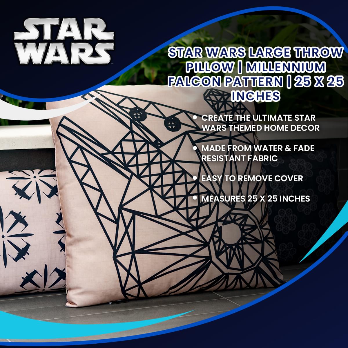 Star Wars Millennium Falcon 25x25 Large Throw Pillow