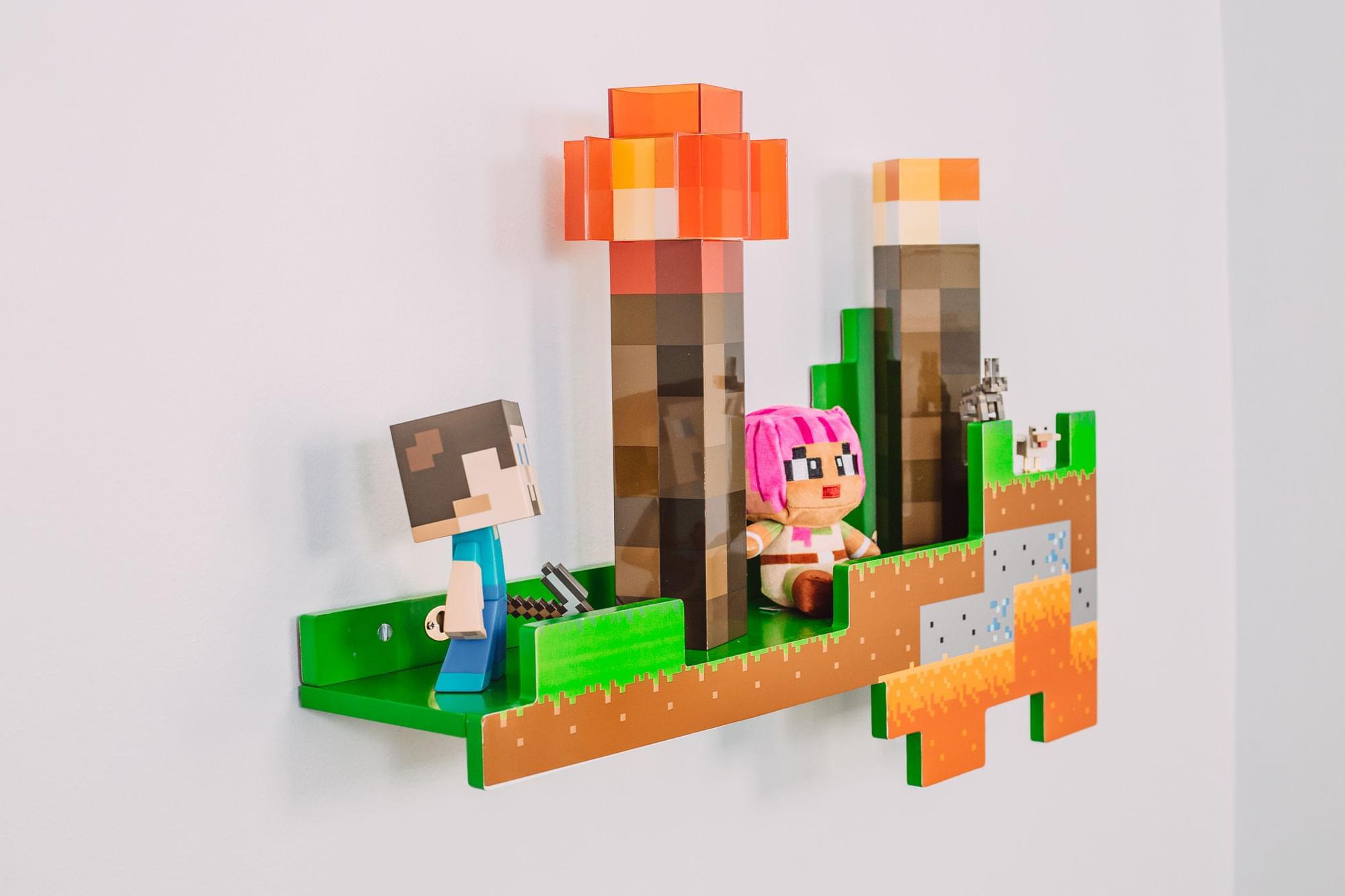Transform Your Space with the Minecraft-Inspired Wall Shelf