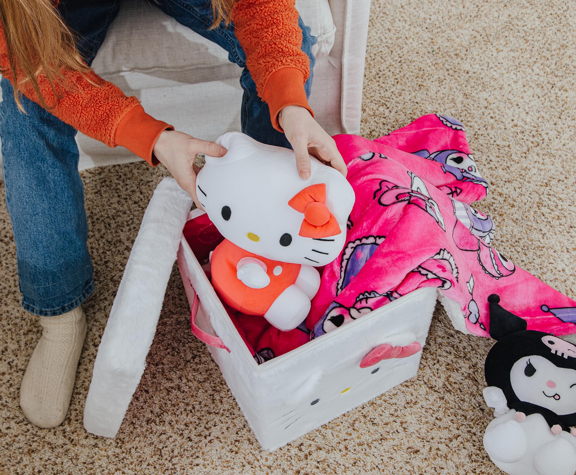 Adorable Sanrio Hello Kitty 13x13 Inch Plush Storage Cube - Keep Your Space Tidy in Style!