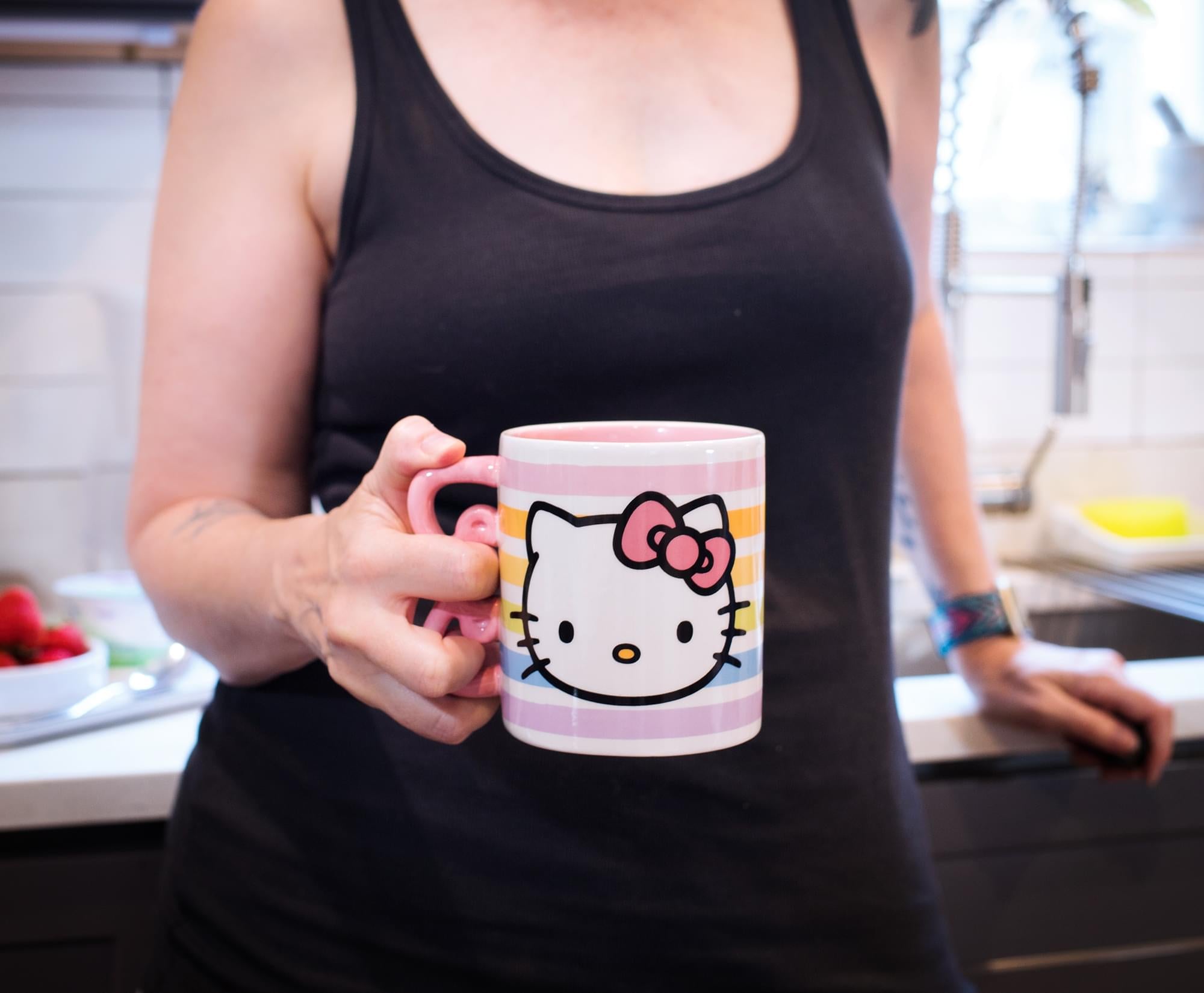 Adorable Hello Kitty Bow Handle Ceramic Mug - 20 Ounce Delight