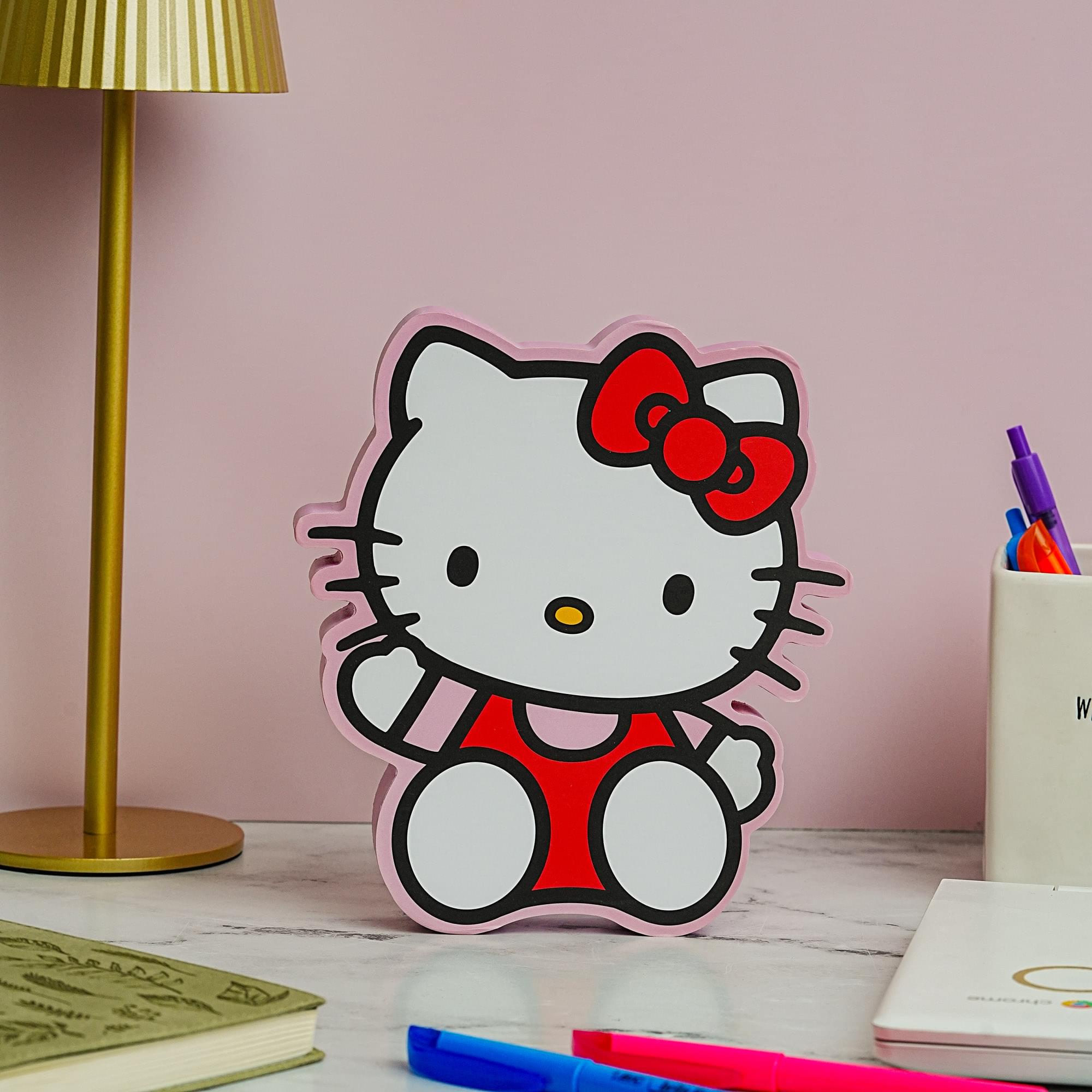 Sanrio Hello Kitty Cheerful Die-Cut Wooden Wall Art Sign - 8 x 7 Inches