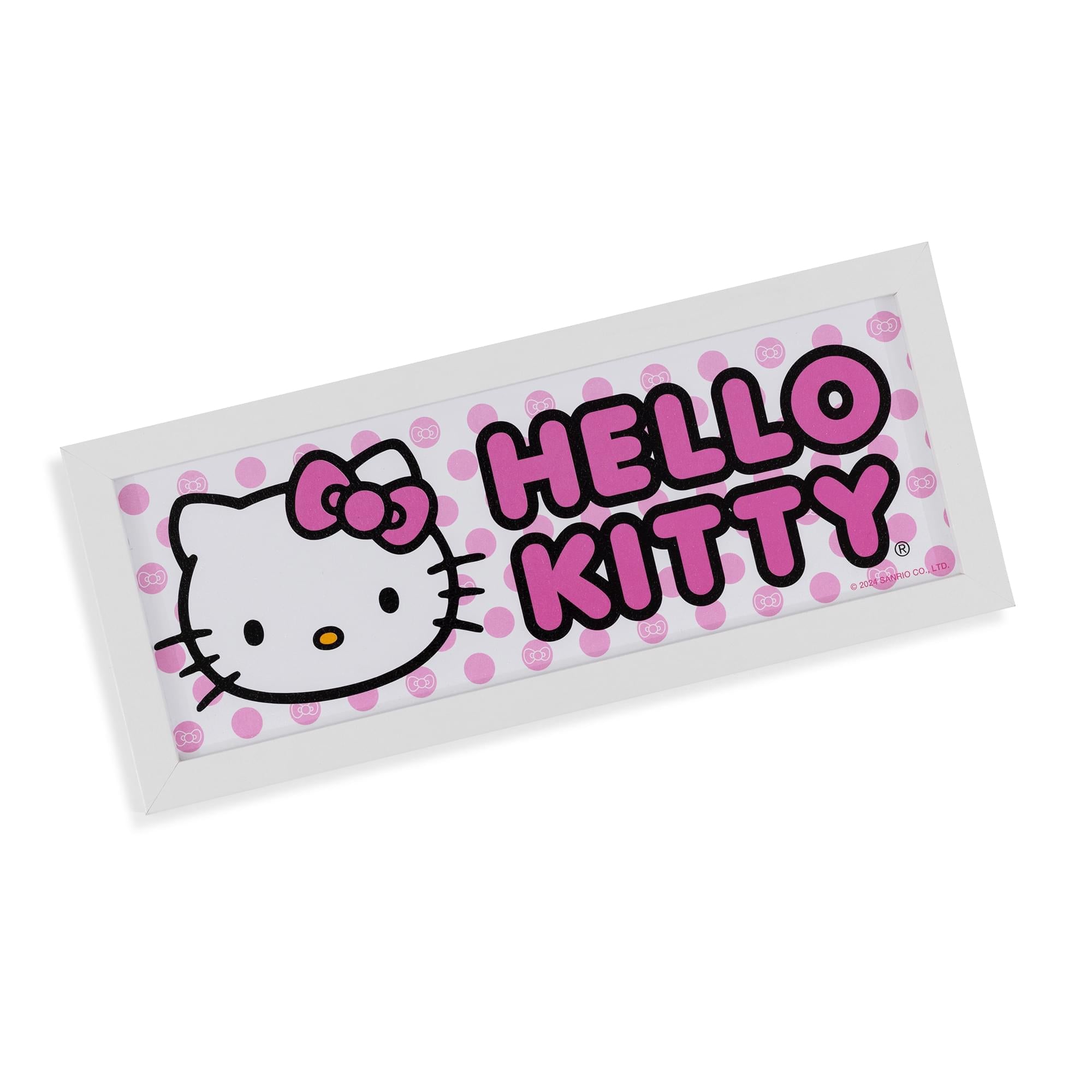 Adorable Sanrio Hello Kitty Pink 12 x 5 Inch Framed MDF Wall Art