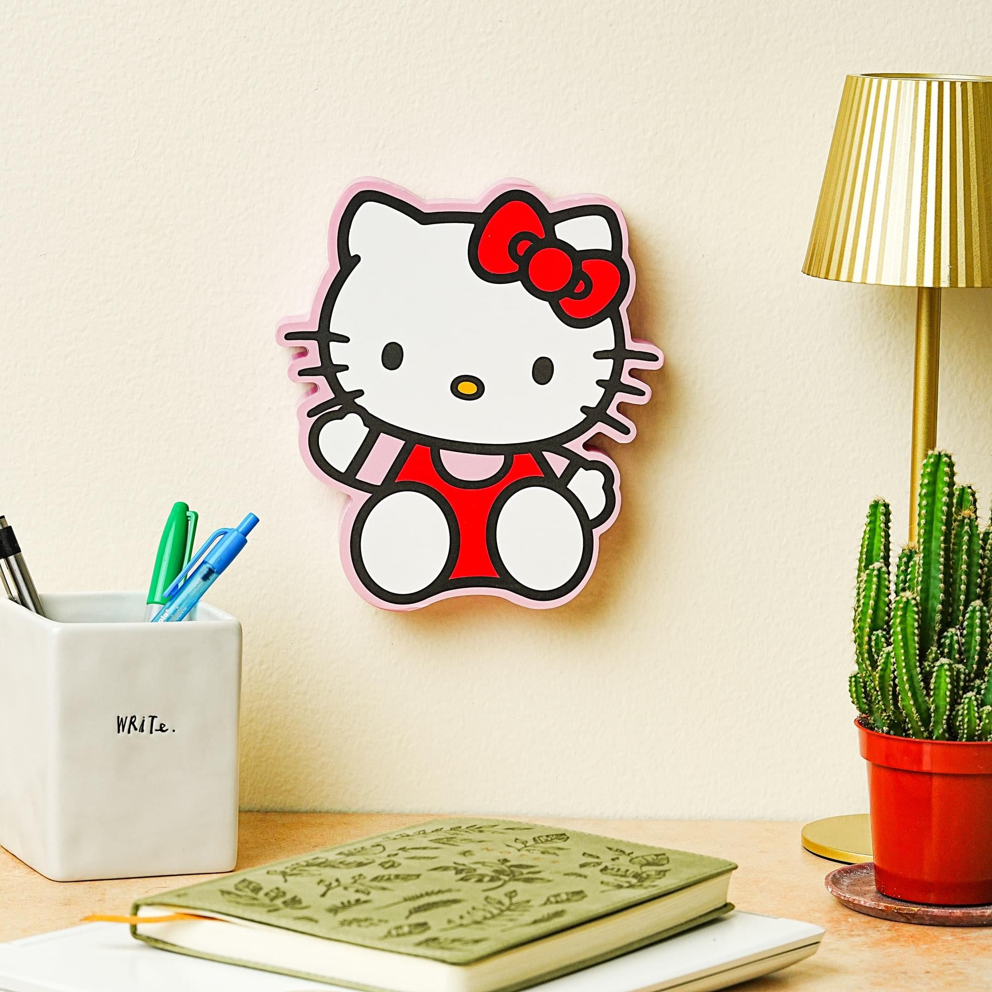 Sanrio Hello Kitty Cheerful Die-Cut Wooden Wall Art Sign - 8 x 7 Inches