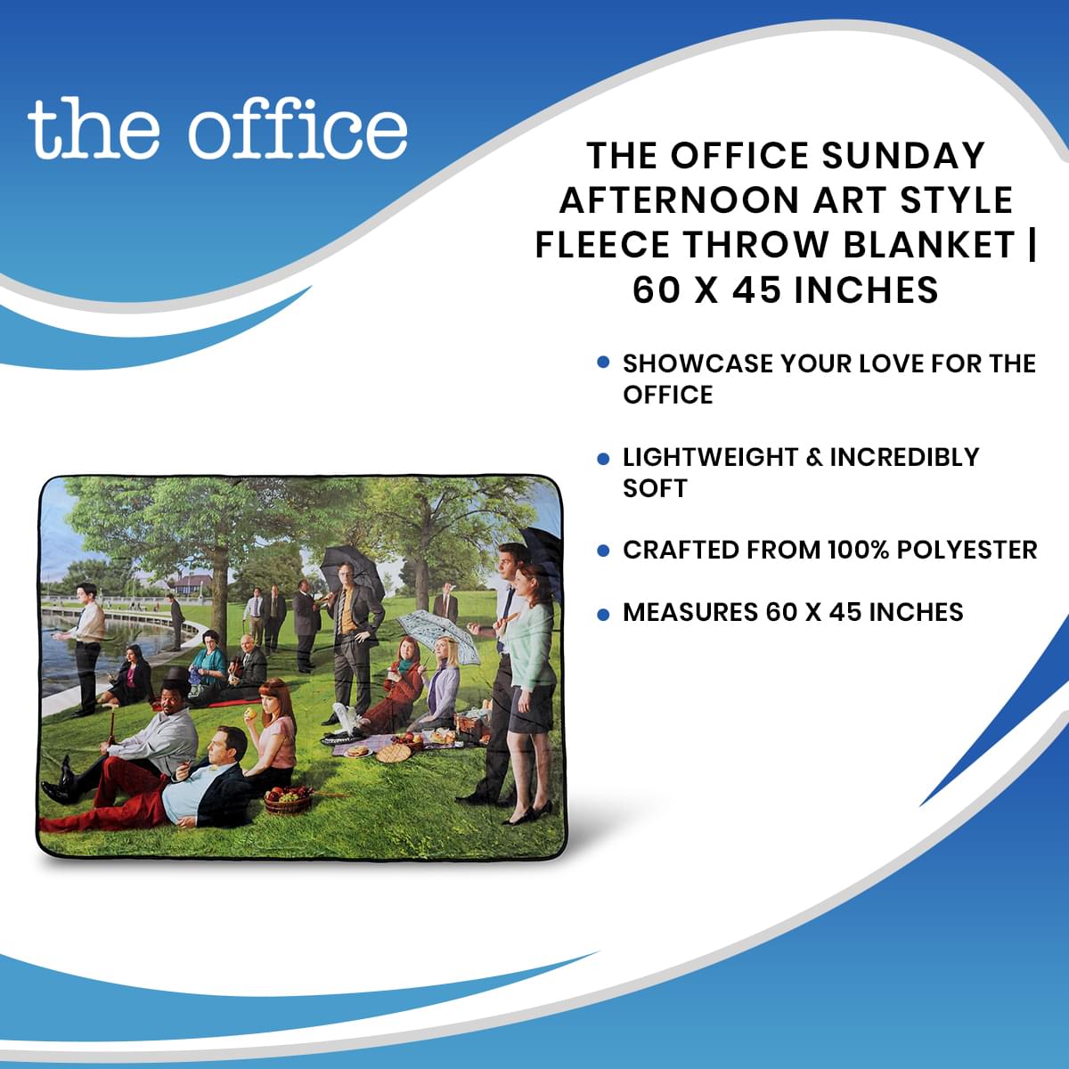 The Office Sunday Afternoon Art Style Fleece Throw Blanket - 60x45 Inches