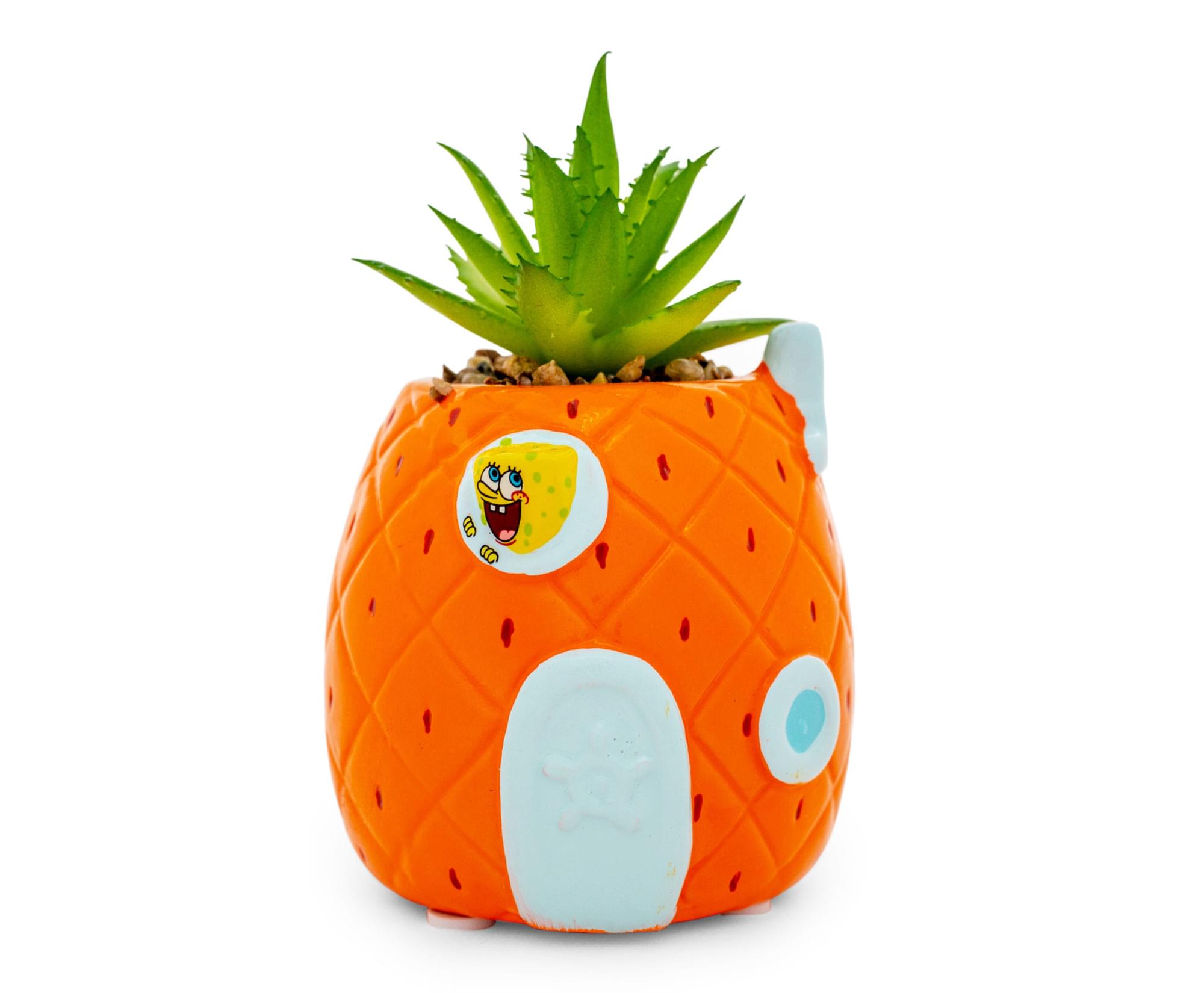 5-Inch SpongeBob Pineapple House Ceramic Planter with Artificial Succulent - A Must-Have Decor Piece