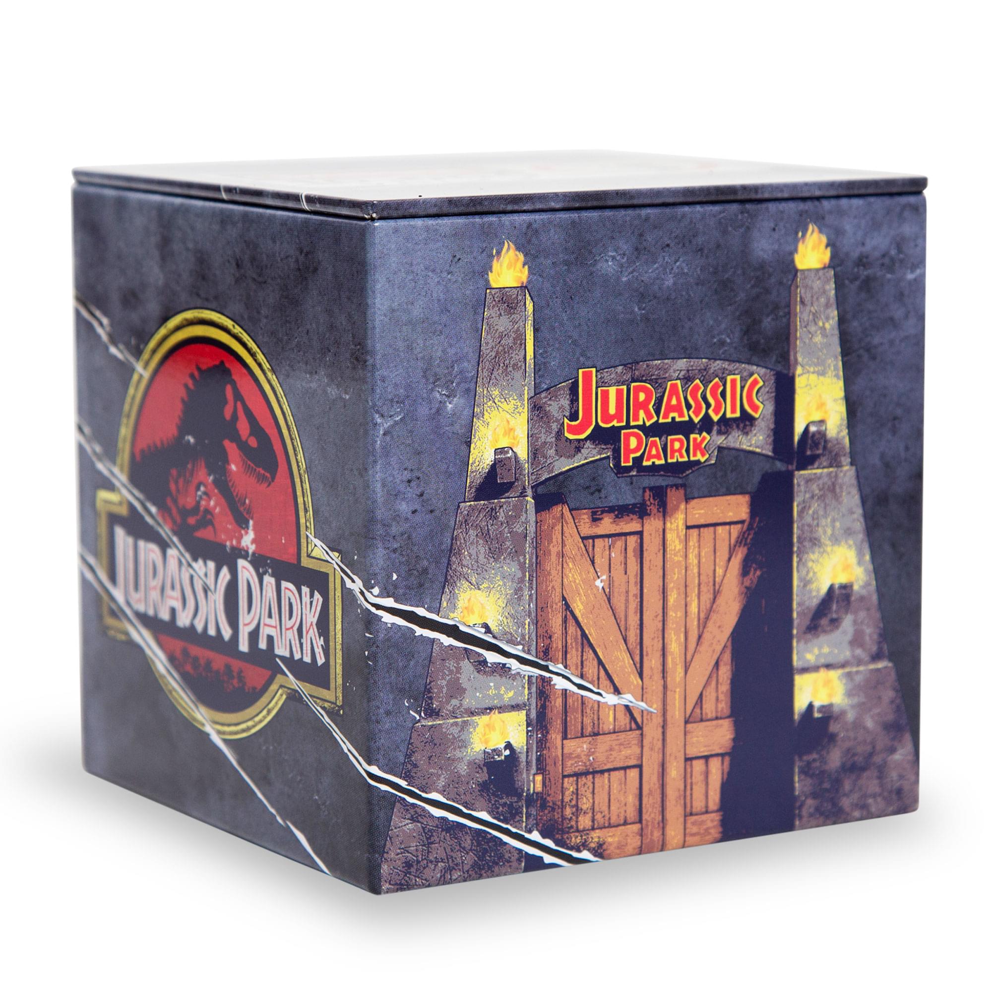 Jurassic Park 4-Inch Cube Tin Storage Box with Lid - Keep Your Space Organized!