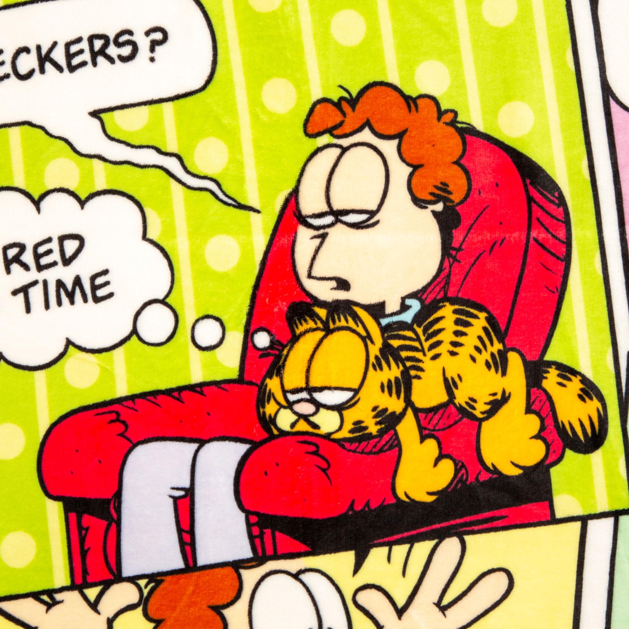 Cozy Garfield & Jon Comic Strip Sherpa Throw Blanket - 50x60 Inches