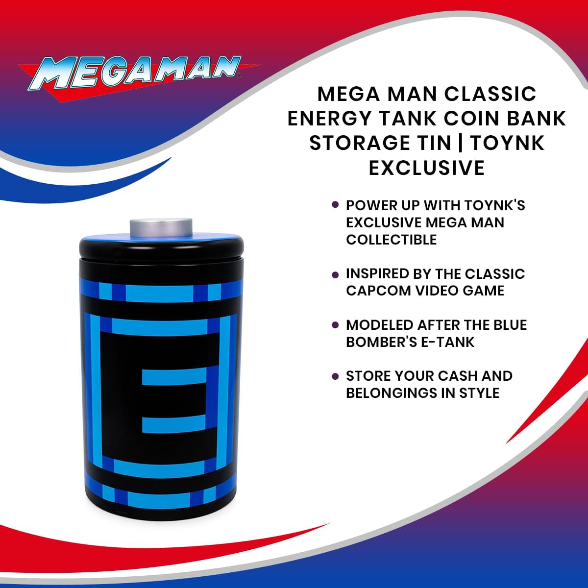 Epic Mega Man Classic Energy Tank Coin Bank Storage Tin - Toynk Exclusive