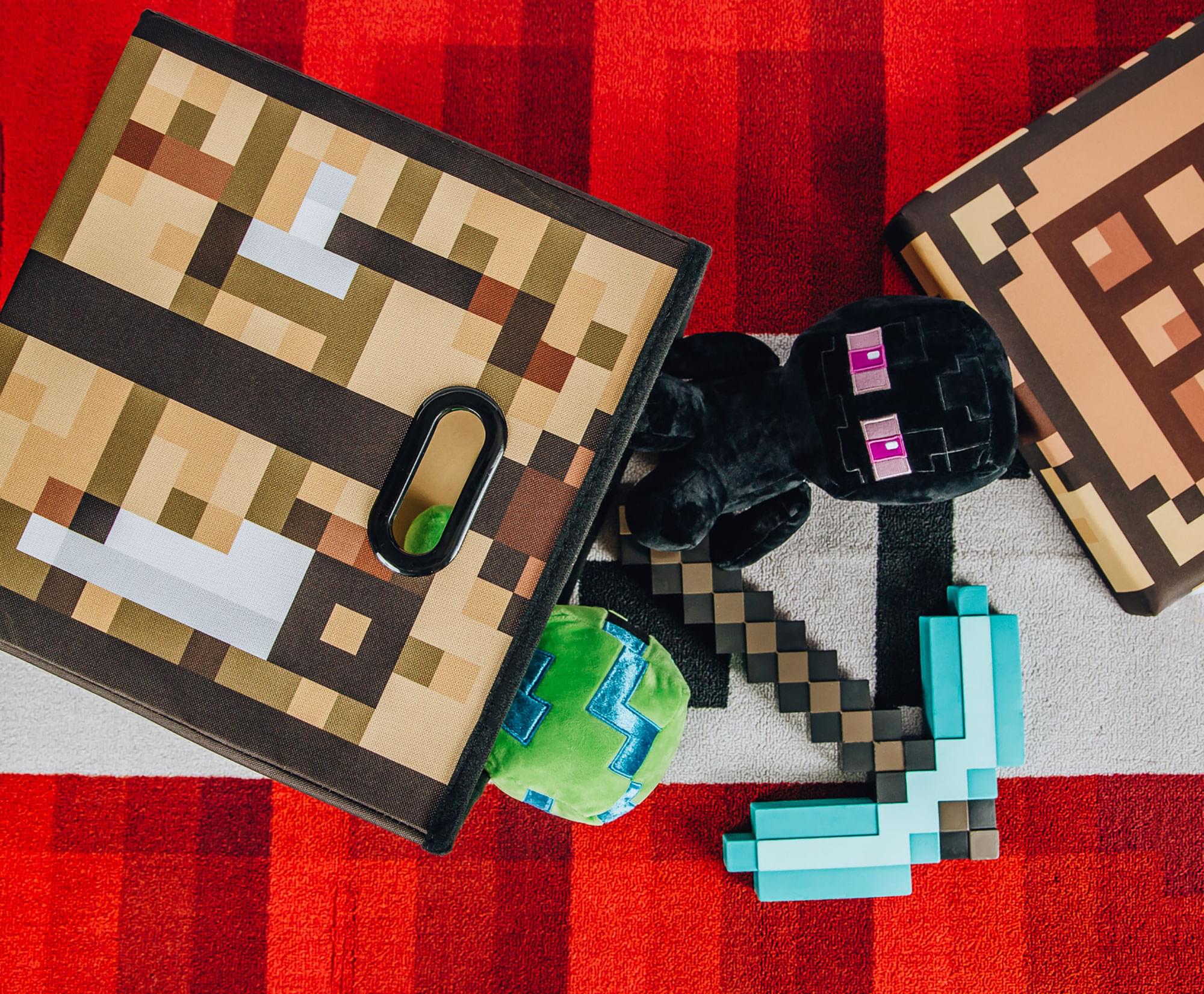 Fun and Functional: Minecraft 15-Inch Crafting Table Storage Bin with Lid