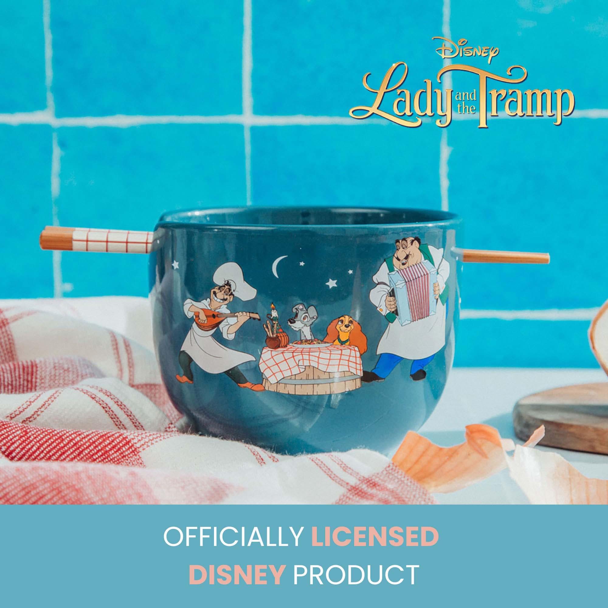 Disney Lady And The Tramp Ceramic Ramen Bowl Set with Chopsticks
