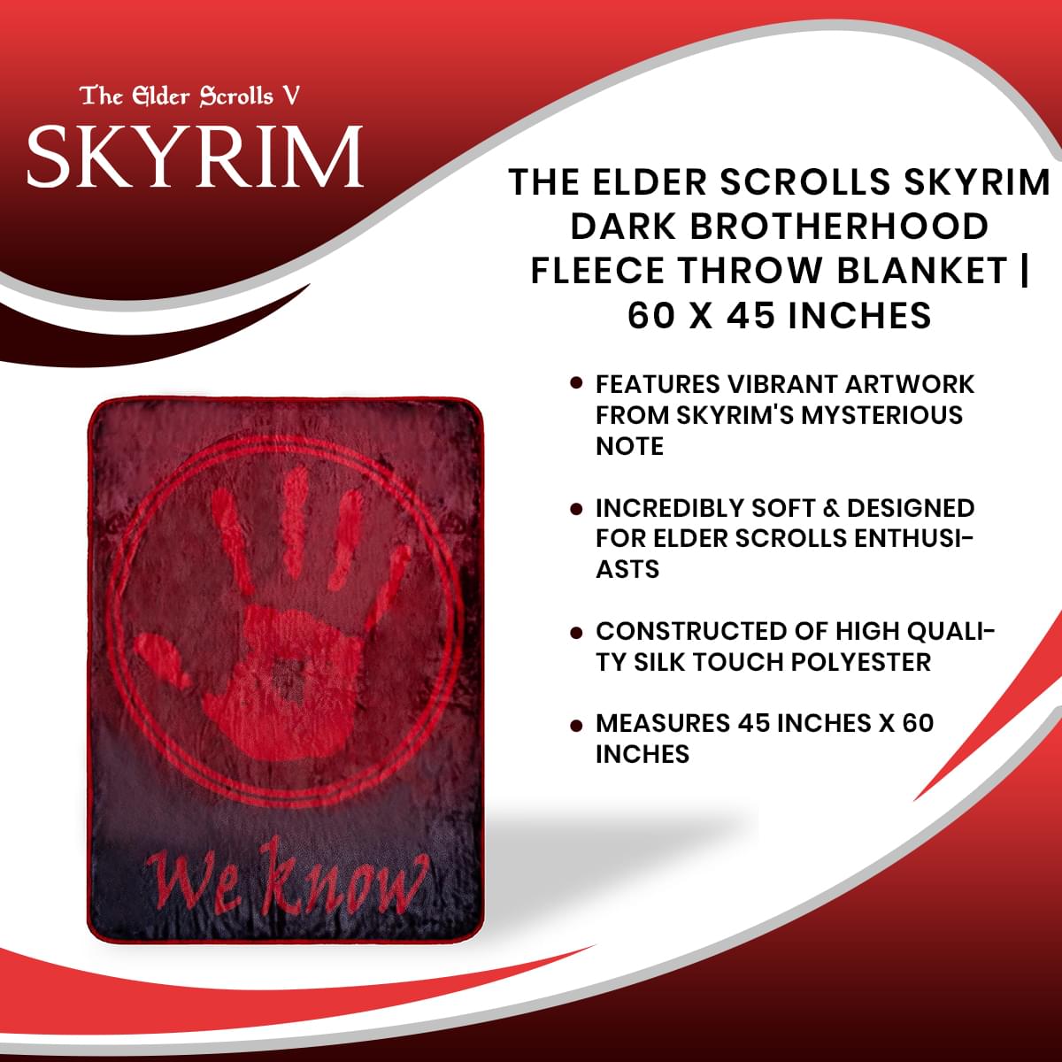Skyrim Dark Brotherhood Fleece Throw Blanket - Cozy Gaming Comfort