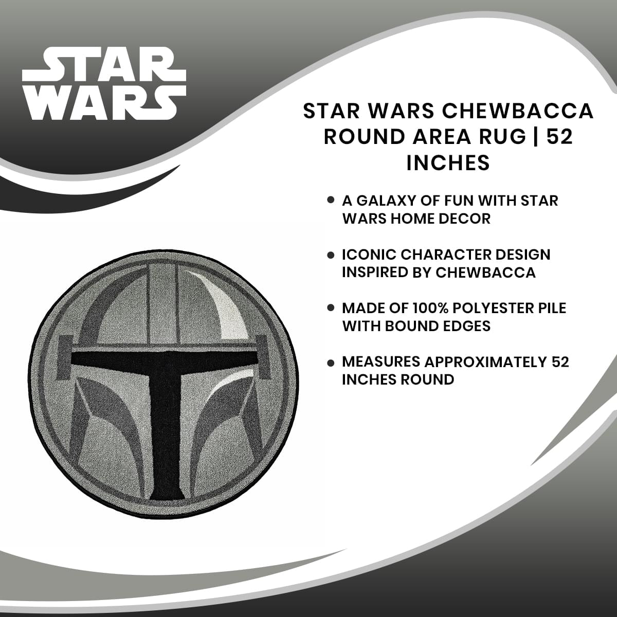 The Mandalorian Helmet-Inspired 52-Inch Area Rug for Star Wars Fans