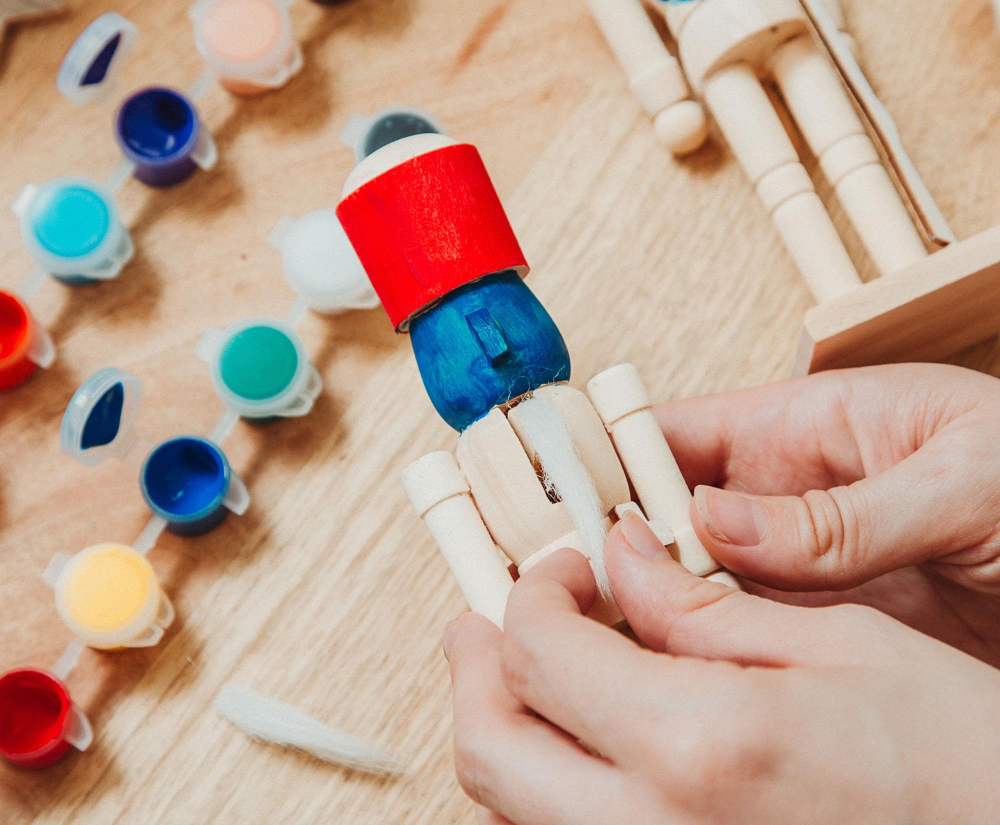 Customize Your Own 7-Inch Wooden Nutcracker Figures Craft Kit - Set of 2