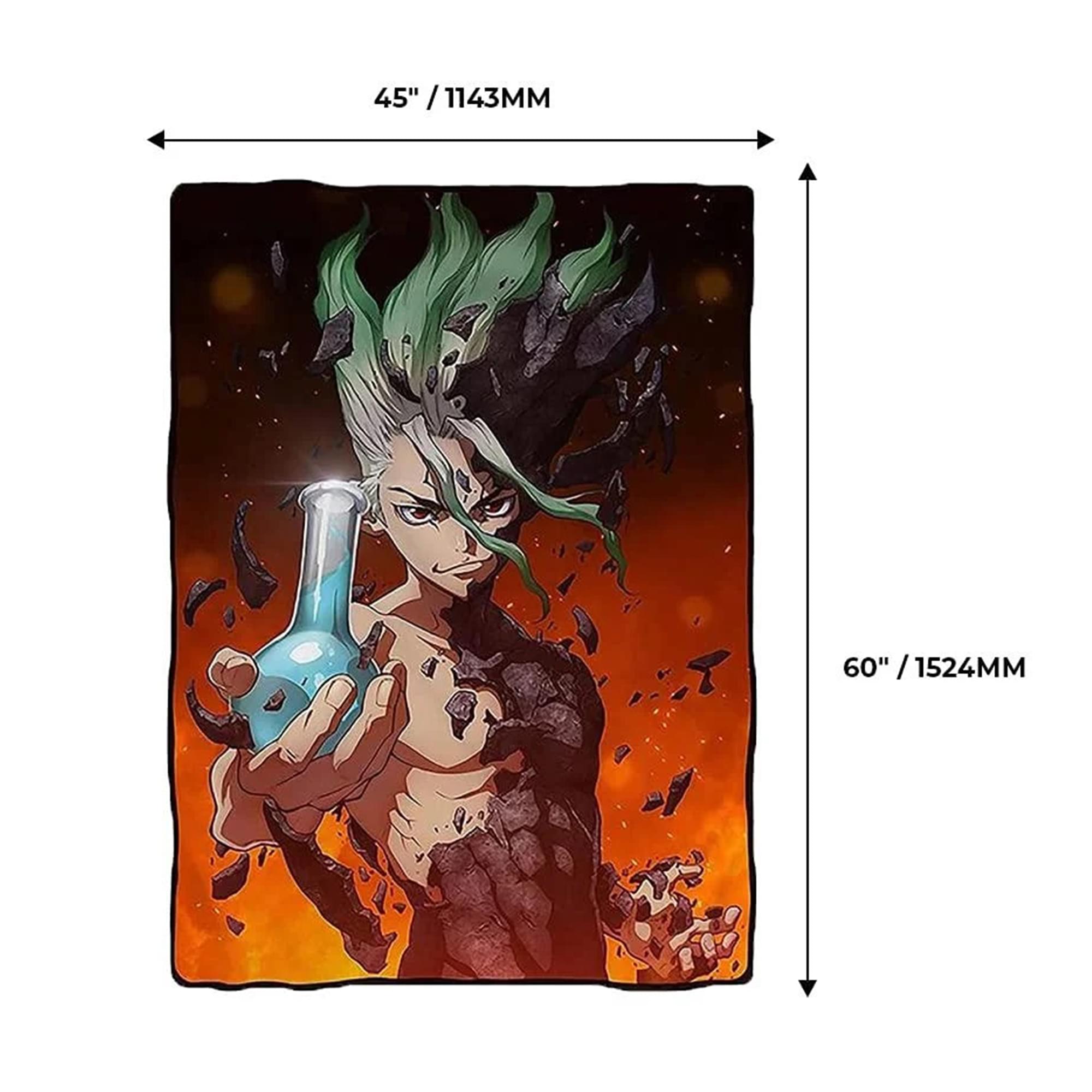 Cozy Dr. Stone Senku Ishigami Fleece Throw Blanket - 45 x 60 Inches