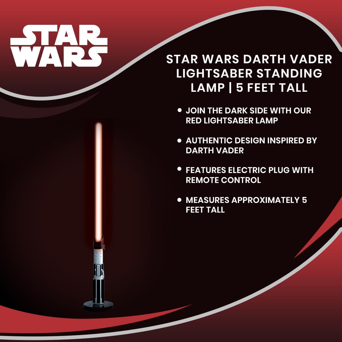 Epic Star Wars Darth Vader 5 - Foot Tall Lightsaber Standing Lamp