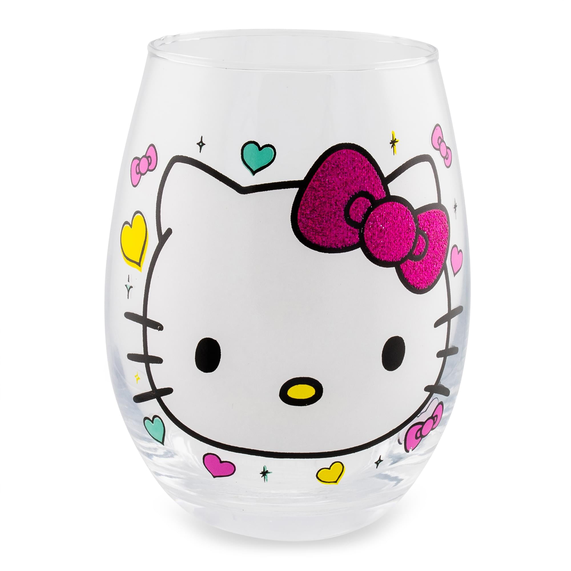 Sanrio Hello Kitty Glitter Stemless Wine Glass - 20 Ounces of Pure Delight