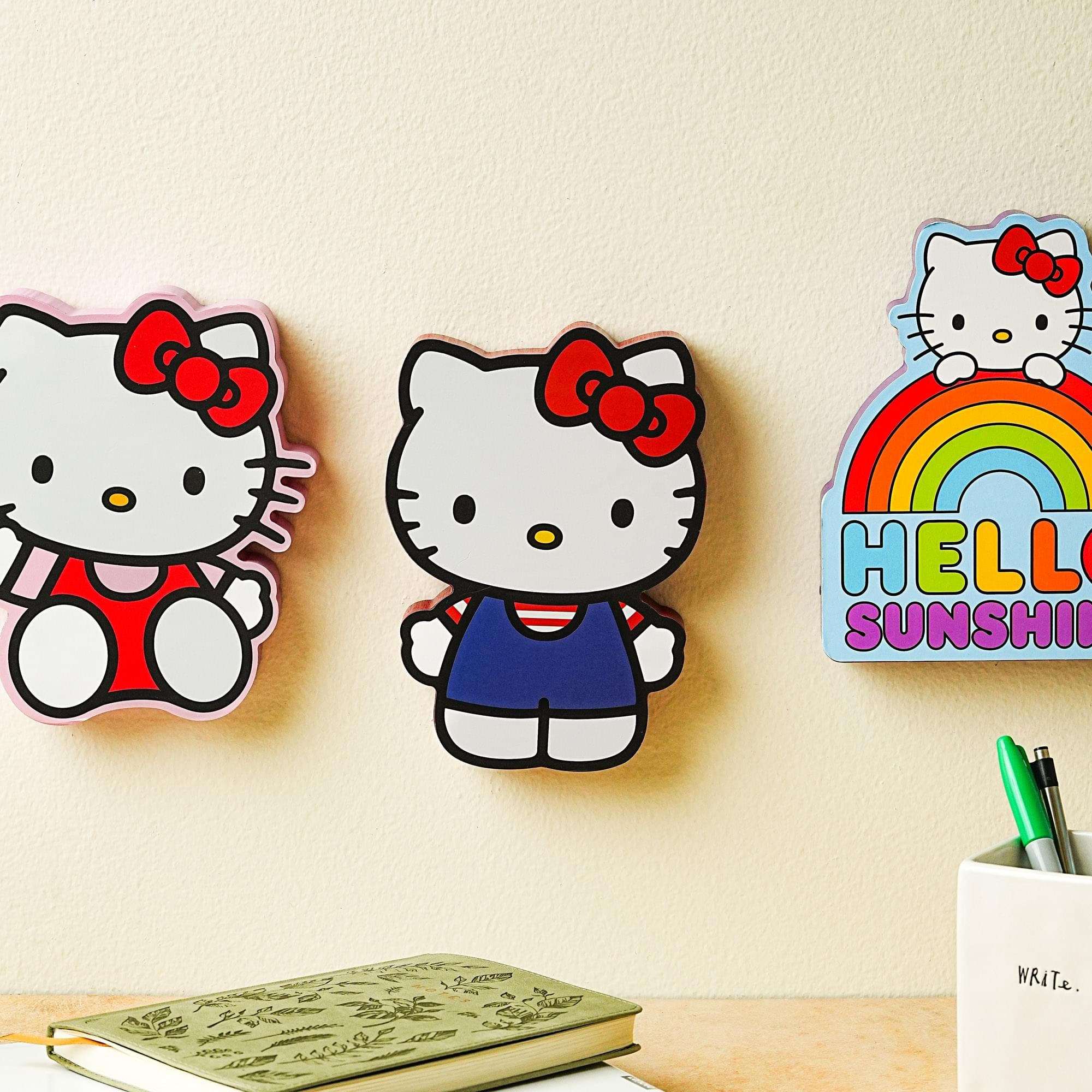Sanrio Hello Kitty 8x6 Inch Classic Die-Cut Wooden Wall Art Sign - Add a Pop of Playful Charm to Your Space!
