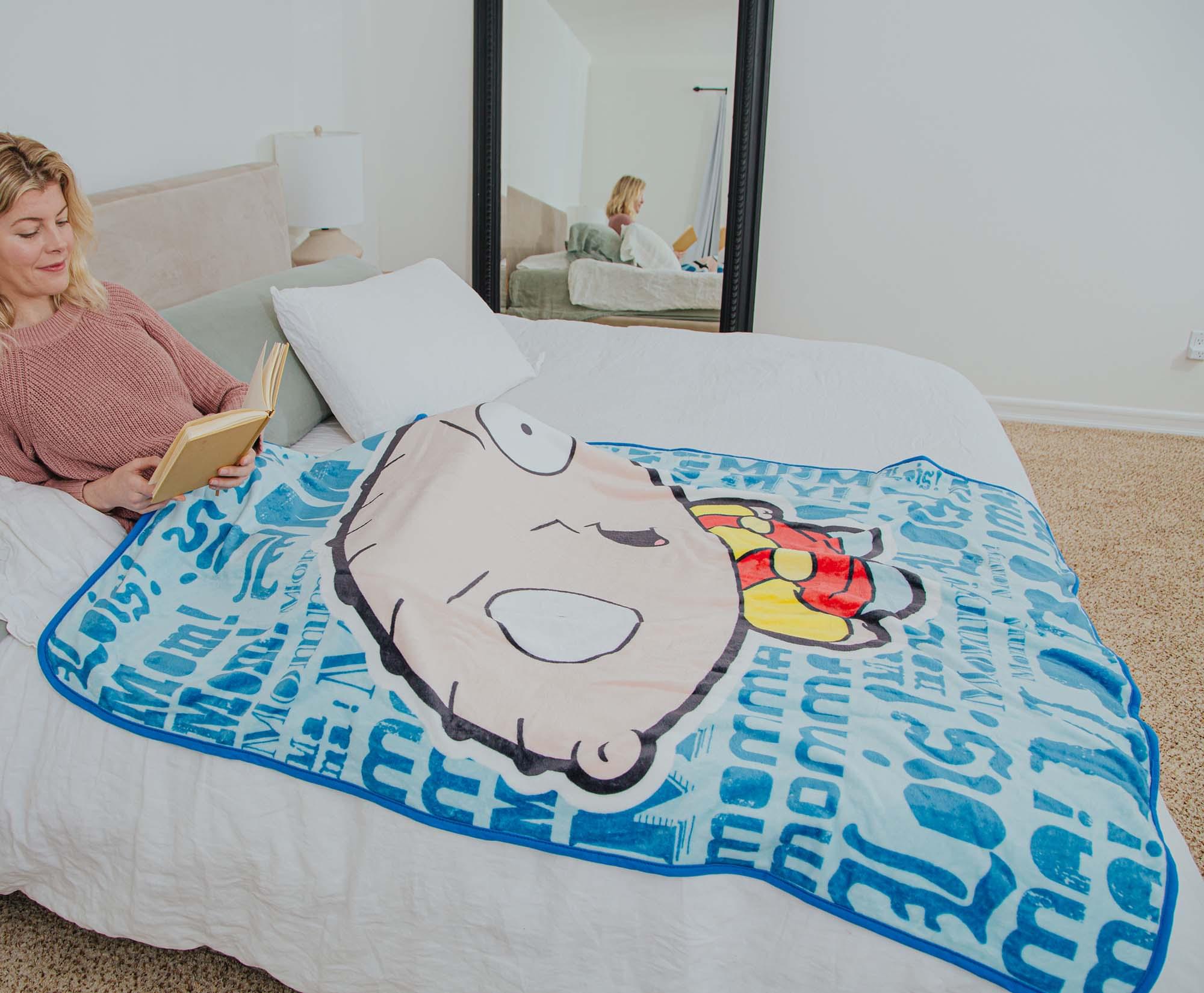 Family Guy Stewie Griffin Mama Raschel Throw Blanket - Cozy & Hilarious