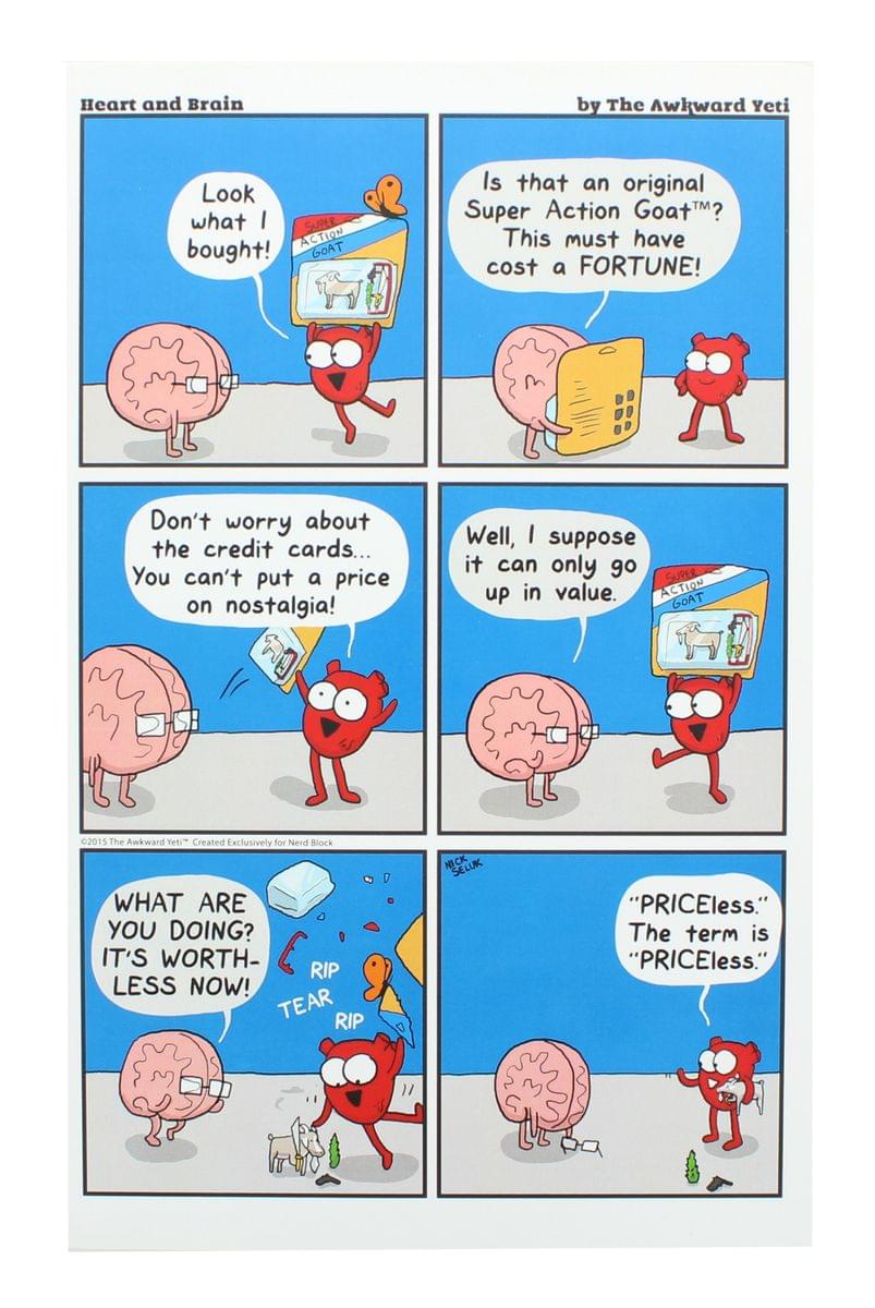 Exclusive Heart and Brain Art Print by Awkward Yeti - A Must-Have for Comic Lovers!
